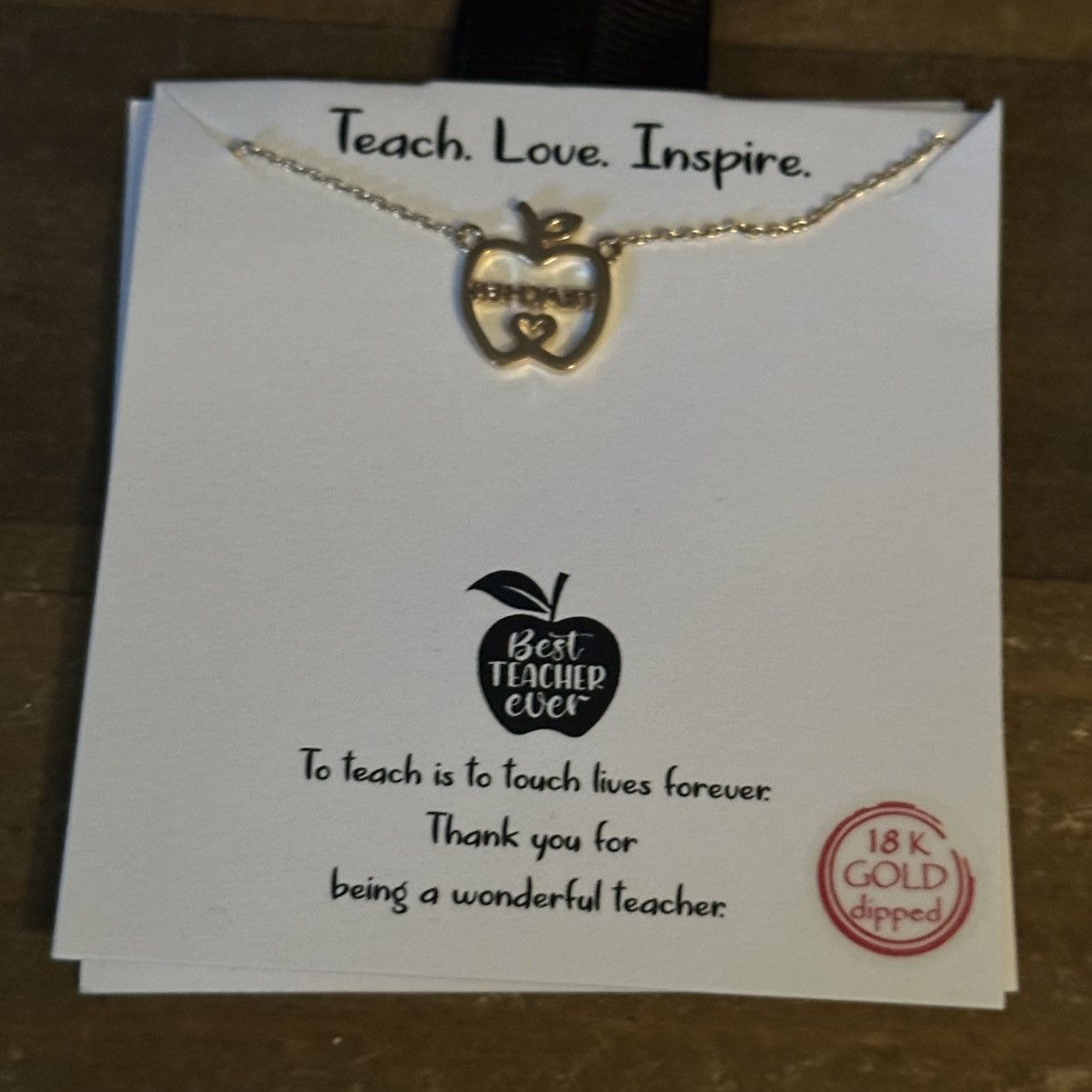 Other 18K gold dipped Teacher apple pendant necklace Size ONE SIZE - 4 Thumbnail