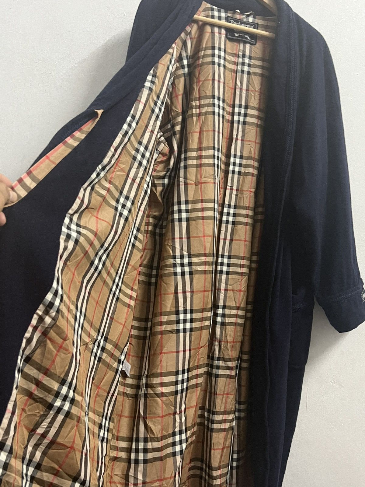 Burberry Nova Check blue navy Wool Long Jacket