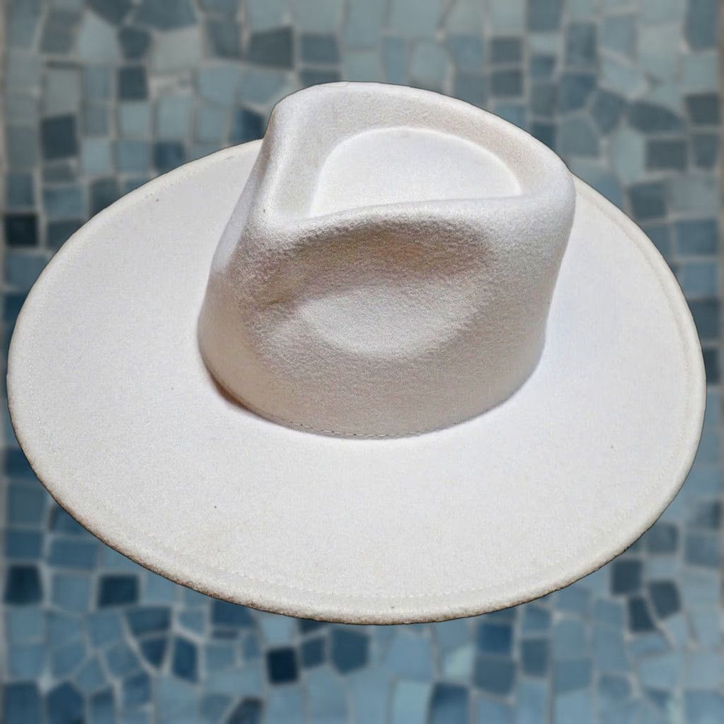 FELT Vegan Felt Fedora Rancher Creamy Ivory Western Hat Adult Unisex One Size Size ONE SIZE - 1 Thumbnail