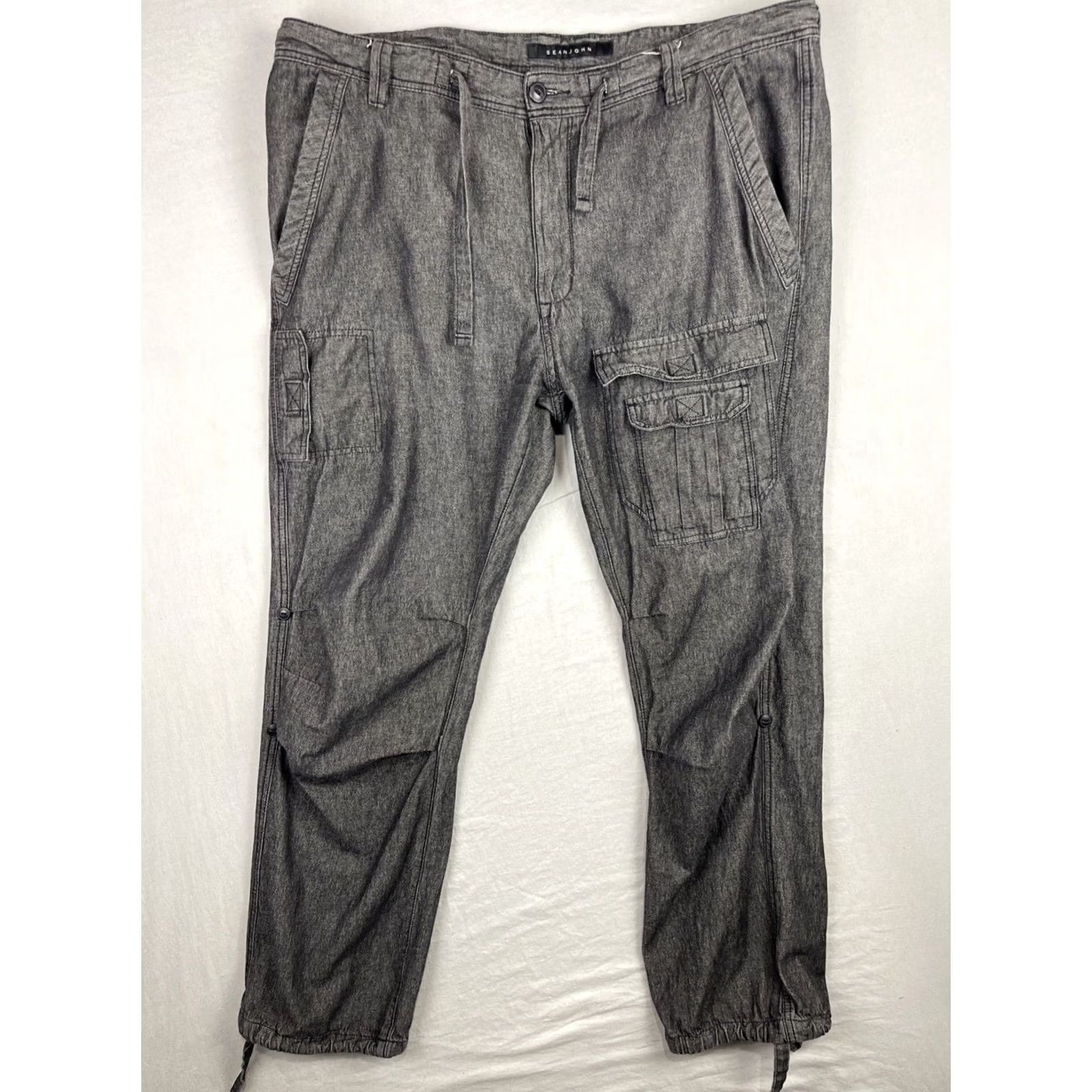Sean John Sean John Cargo Pants Mens 40x33 Black Chambray Paratrooper Combat Drawcord Y2K Size US 40 / EU 56 - 2 Thumbnail