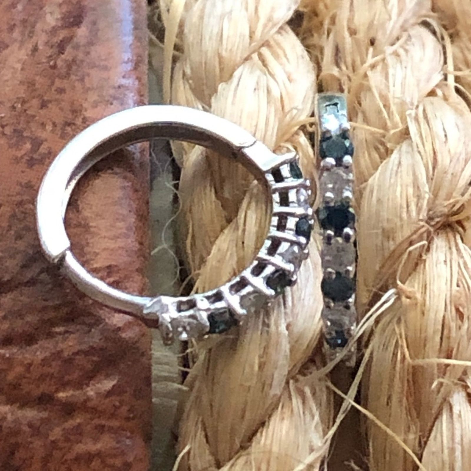 Jewelry Sapphire and clear crystal silver plated huggie earrings Size ONE SIZE - 4 Thumbnail
