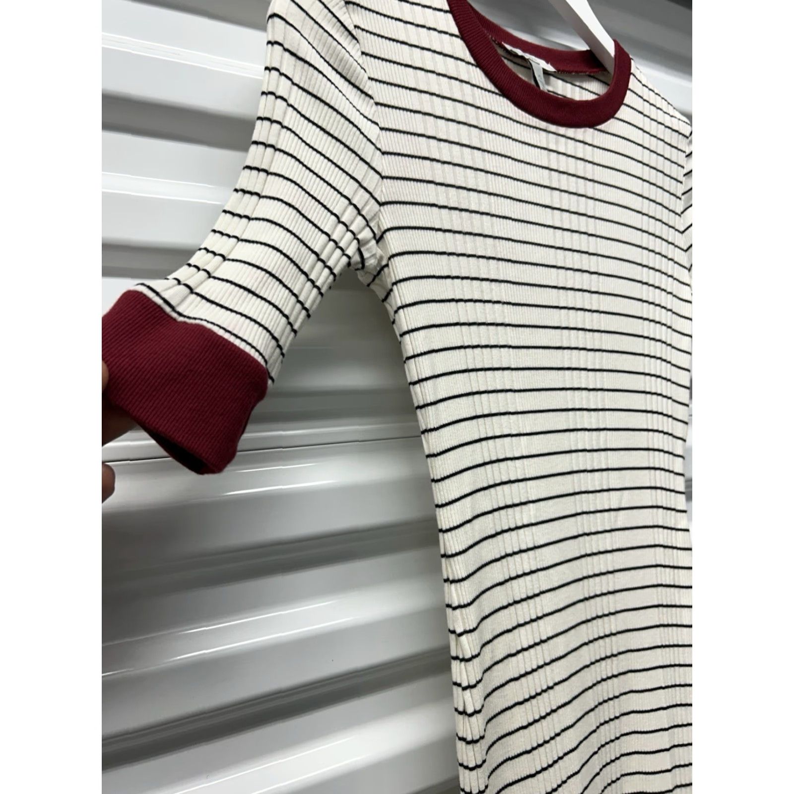 Joie JOIE Women’s Porcelain Cream Viscose Blend Pleated Striped Shift Dress XS Women Dress Size XS / US 0-2 / IT 36-38 - 3 Thumbnail