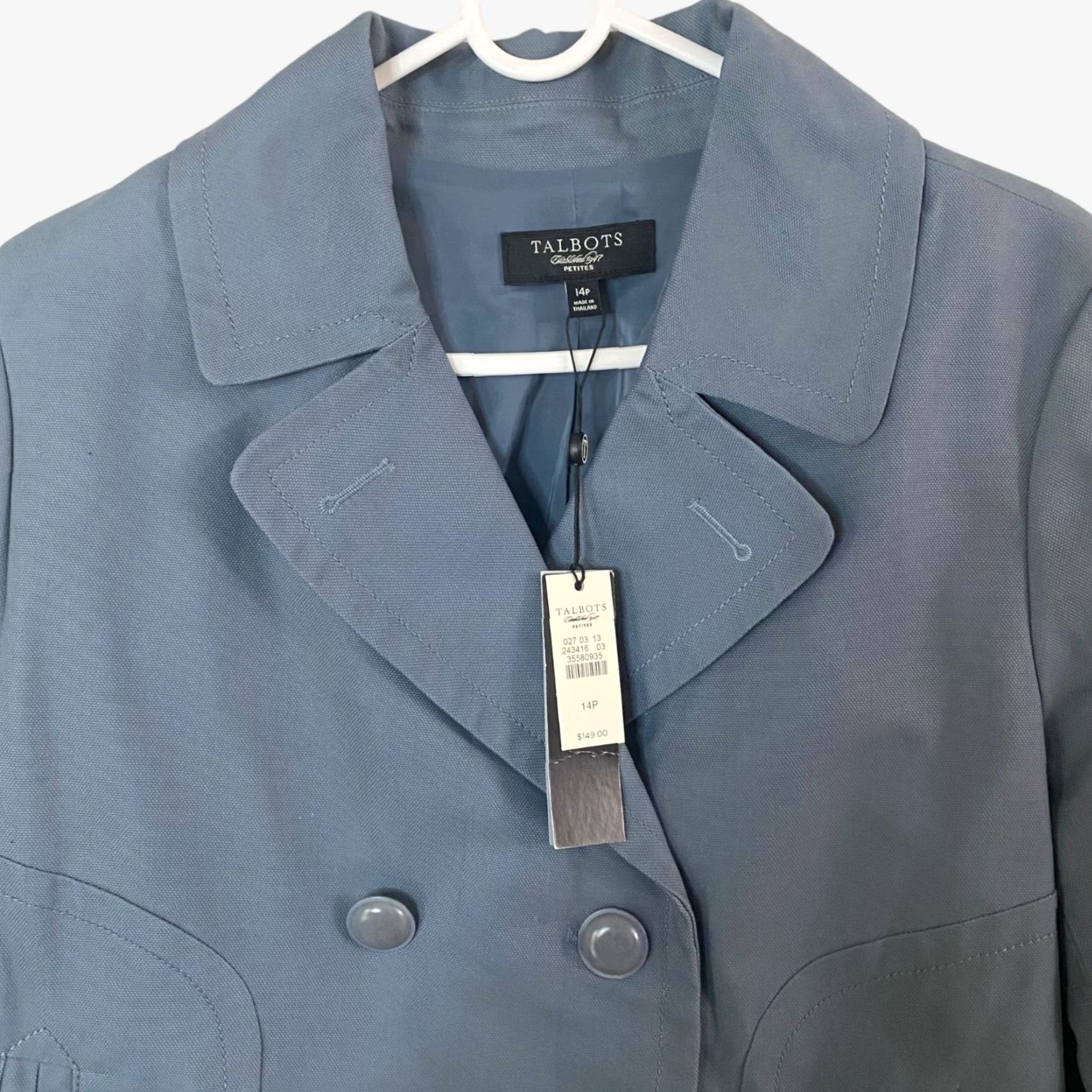 Talbots Talbots Jackie Fit Blazer Women 14P Blue Long Sleeve Petites Cotton Blend Lined Pockets Button-Front Size XL / US 12-14 / IT 48-50 - 5 Thumbnail