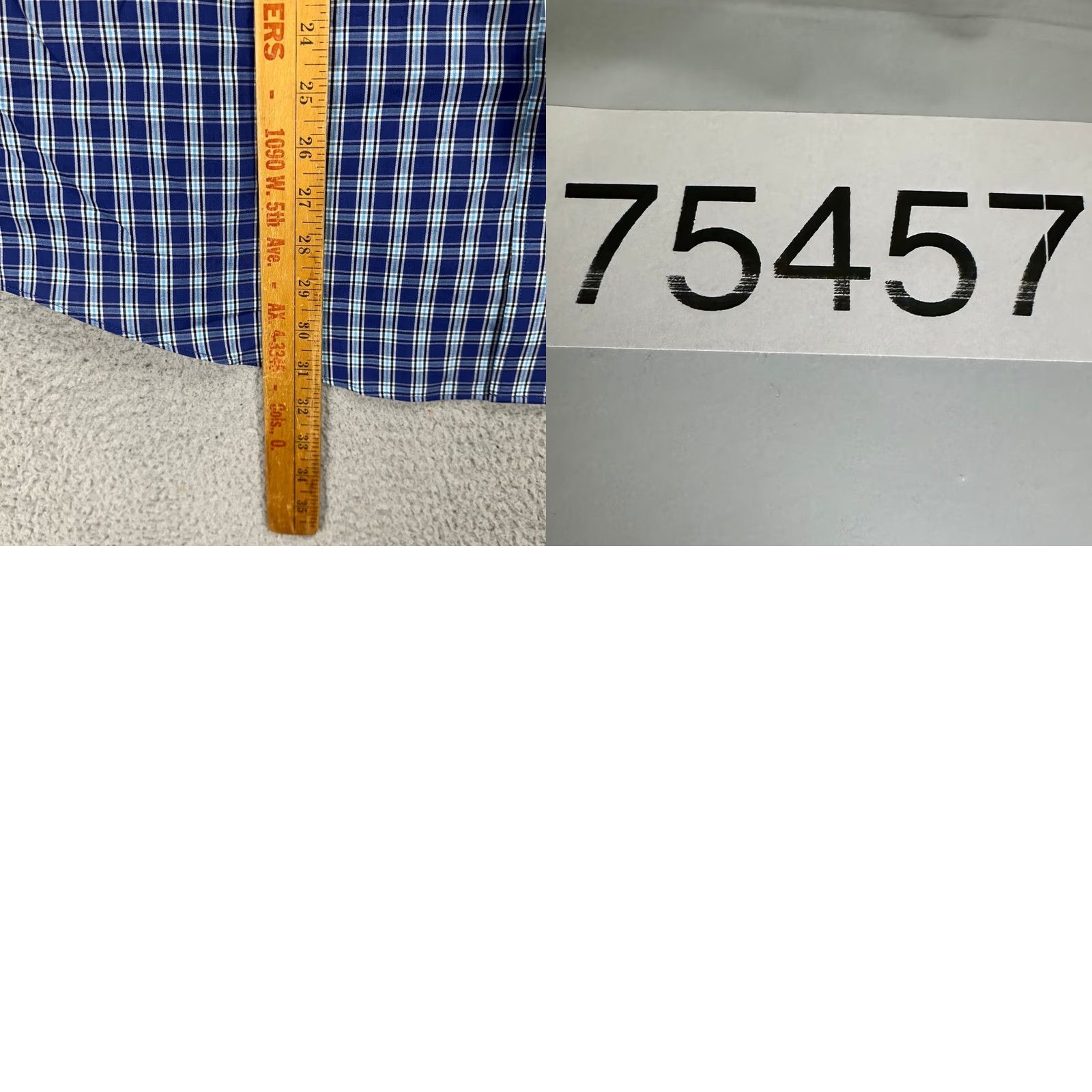 Croft & Barrow VINTAGE Croft Barrow Mens Broadcloth Dress Shirt Large 36-37 Blue Plaid Classic Fit NEW Size 42R - 8 Thumbnail