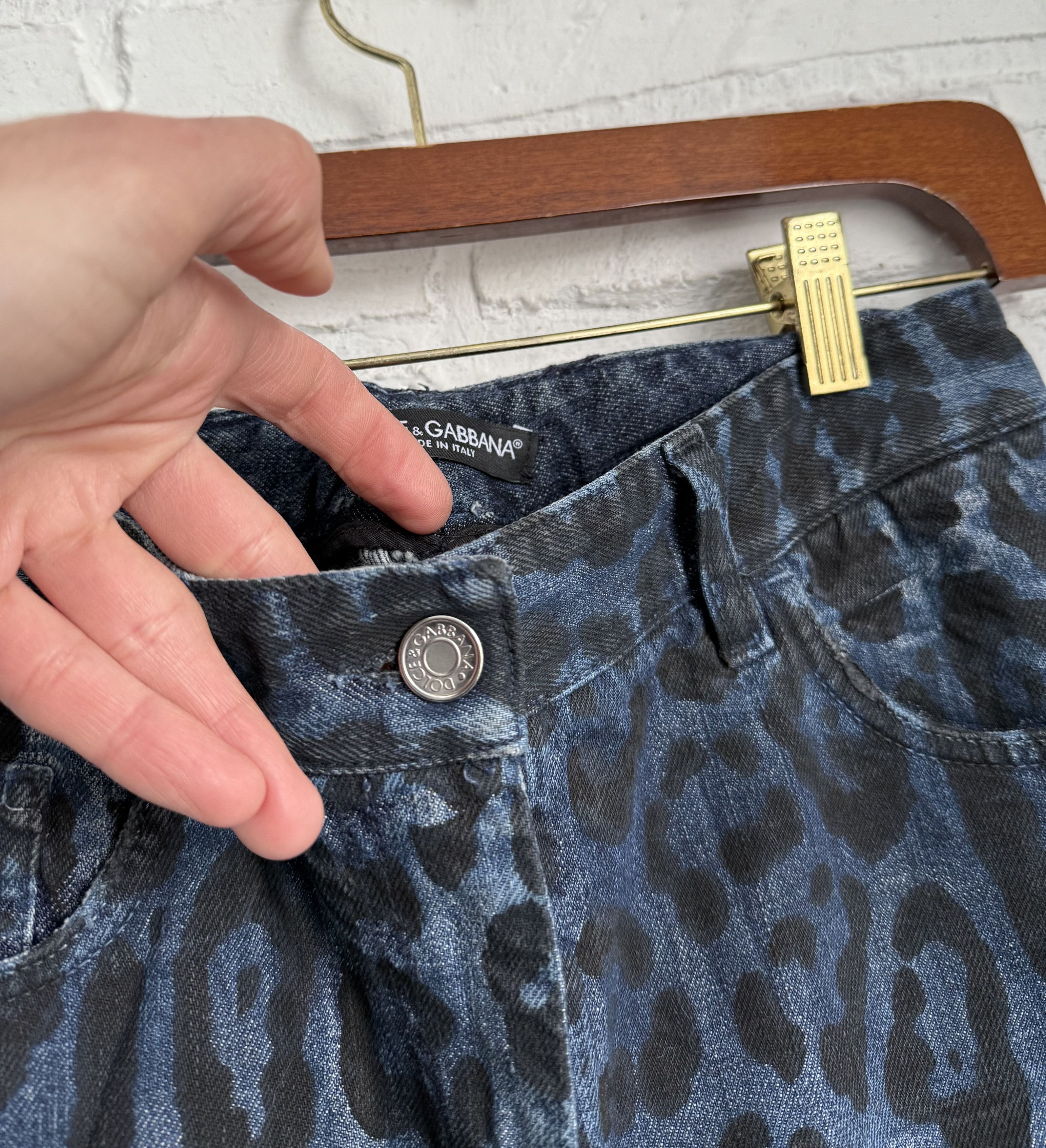 Dolce & Gabbana Dolce & Gabbana Leopard Print Slim blue Jeans Size 24" / US 00 / IT 34 - 8 Thumbnail