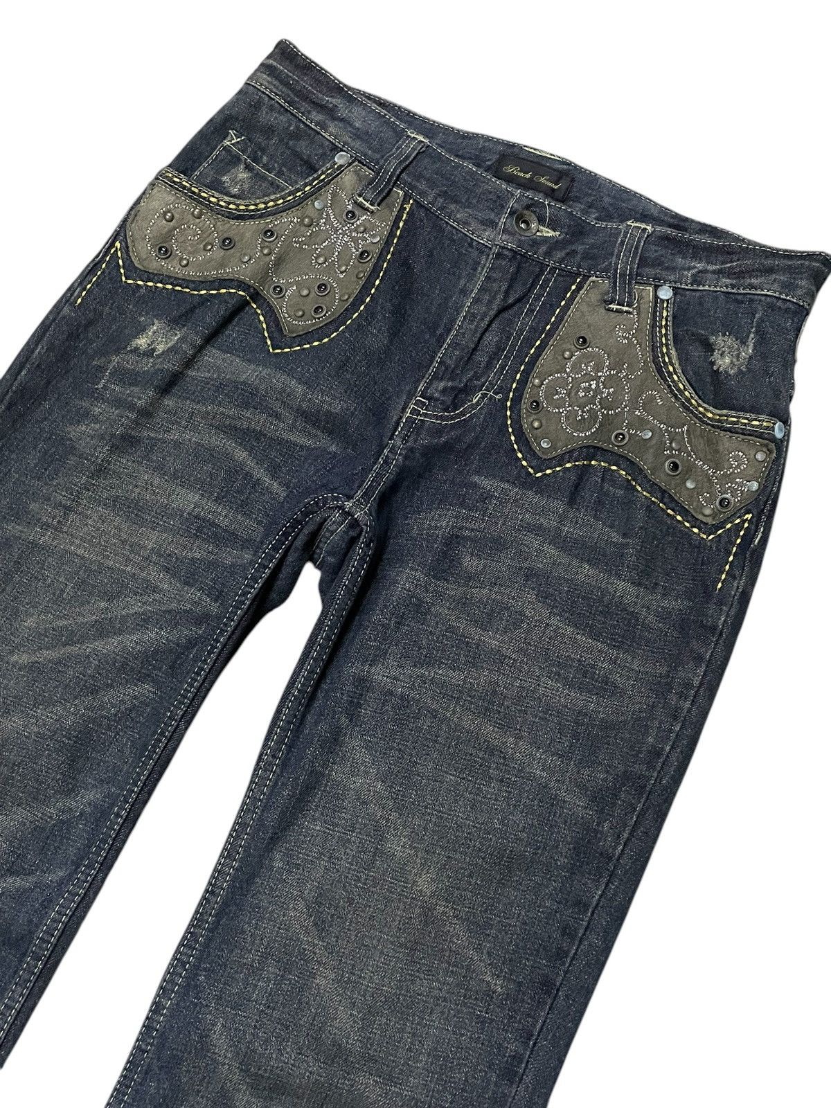 Japanese Brand × Tornado Mart Beach Sound Japan Studded Gems Leather Snake Trimmed Jeans Size US 30 / EU 46 - 3 Thumbnail