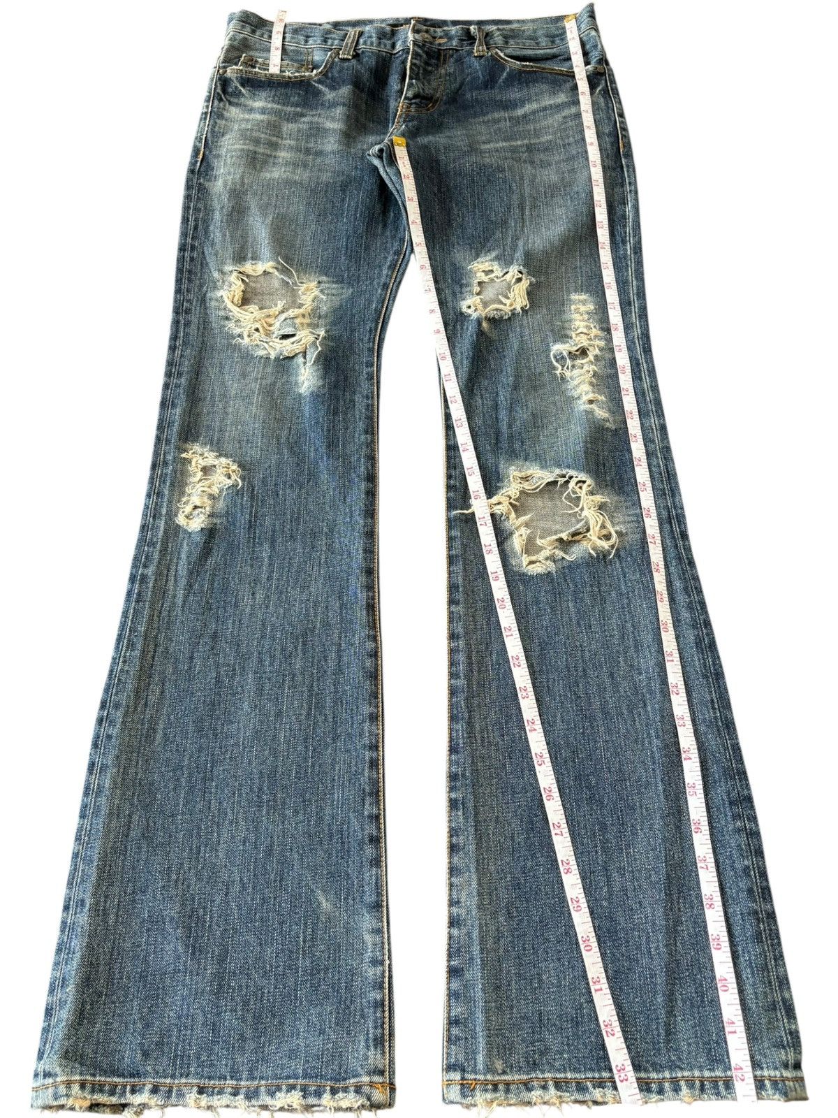 If Six Was Nine Vintage Japanese Brand Ripped Distressed Flare Jeans Size US 33 - 8 Thumbnail
