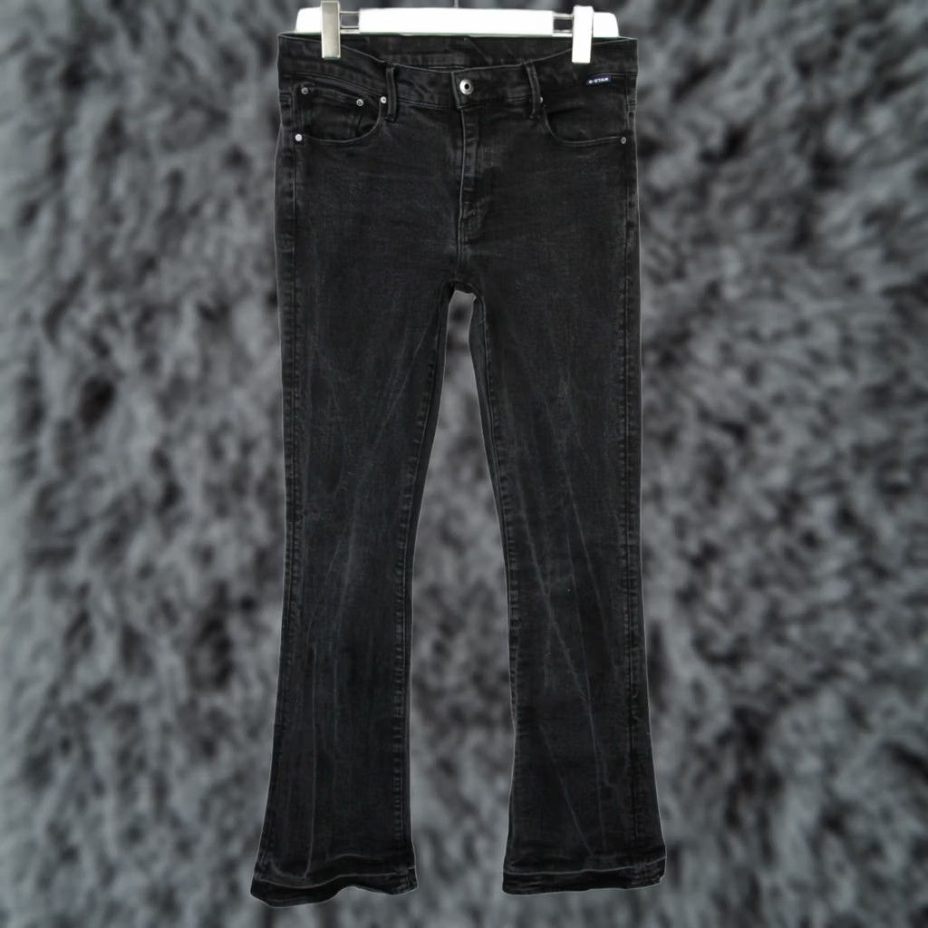 G-Star G-STAR Jeans Women's W30/L34 Flare Zip Fly Faded Stretch Whiskers Black Size 30" / US 8 / IT 44 - 1 Thumbnail