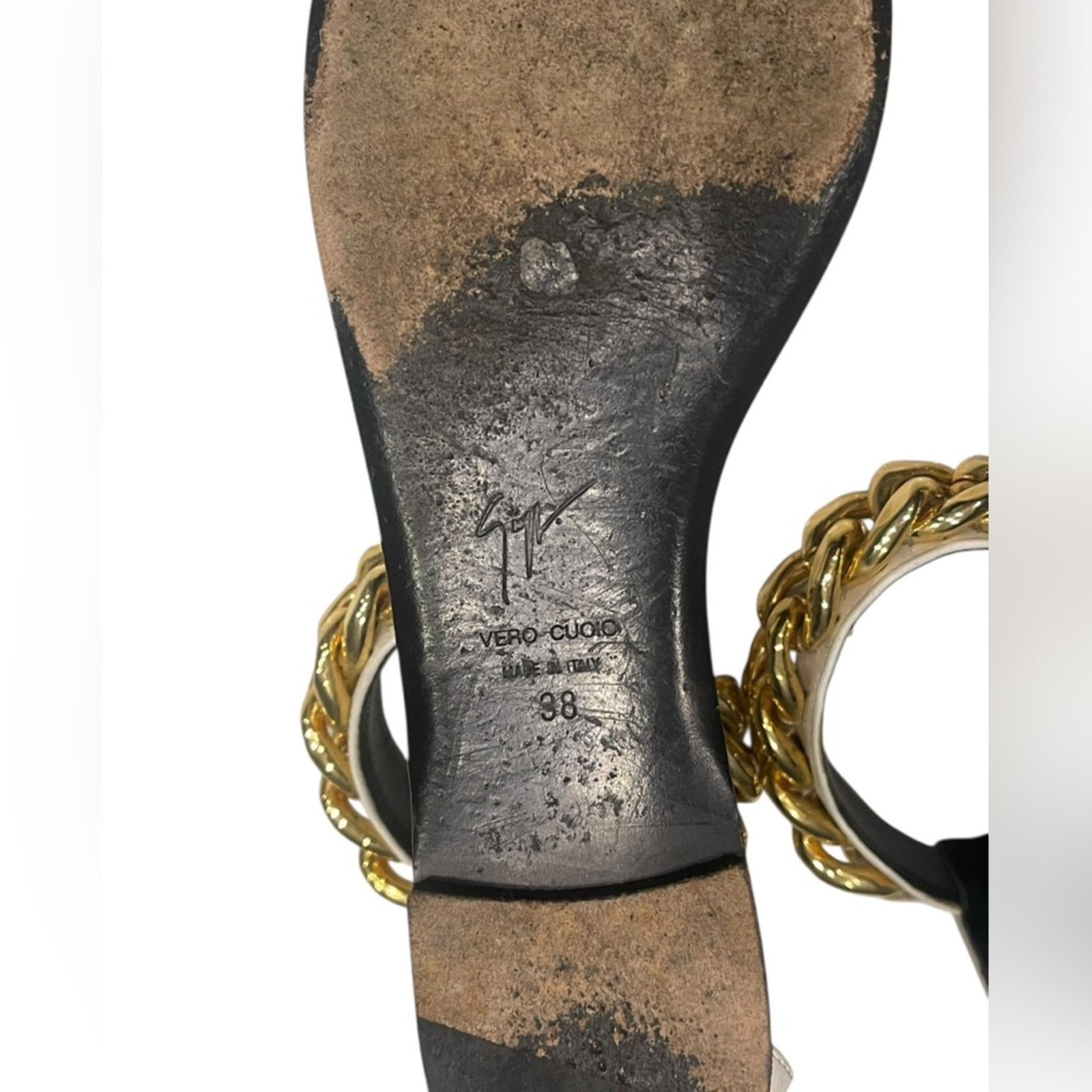 Giuseppe Zanotti Giuseppe Zanotti Bicolor Chain Ankle Strap Flat Sandal 38 Size US 7.5 / IT 37.5 - 4 Thumbnail