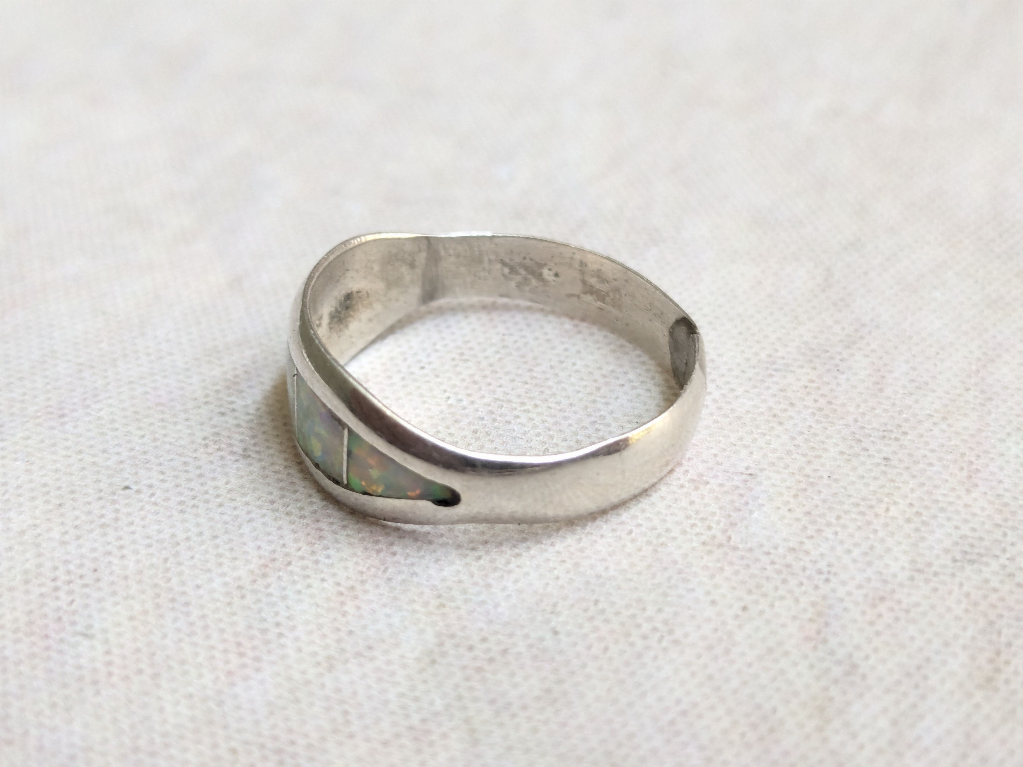 Jewelry Sterling Silver Ring Opal Band Inlay 9.25 Size ONE SIZE - 4 Thumbnail