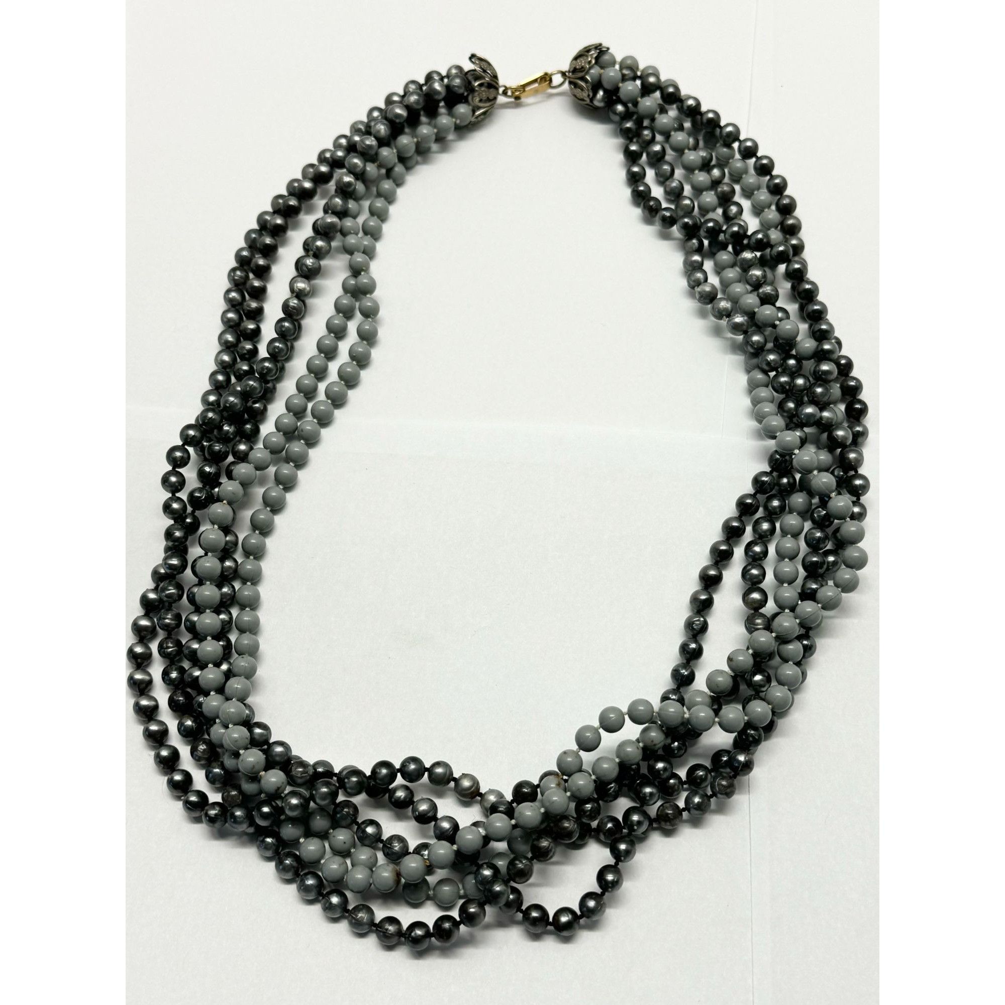 Vintage Vintage blue gray beaded multi strand necklace Size ONE SIZE - 3 Thumbnail