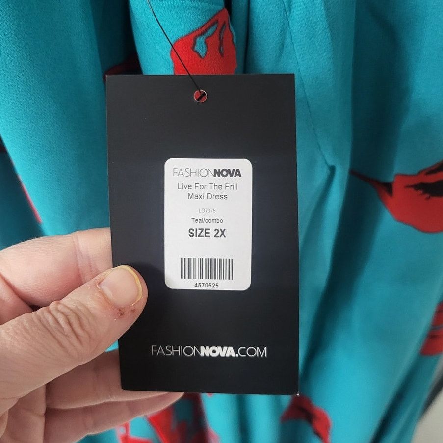 Other Fashion Nova Live for the Frill Maxi Dress in Teal/Combo -2X Size XXL / US 16-18 / IT 52-54 - 5 Thumbnail