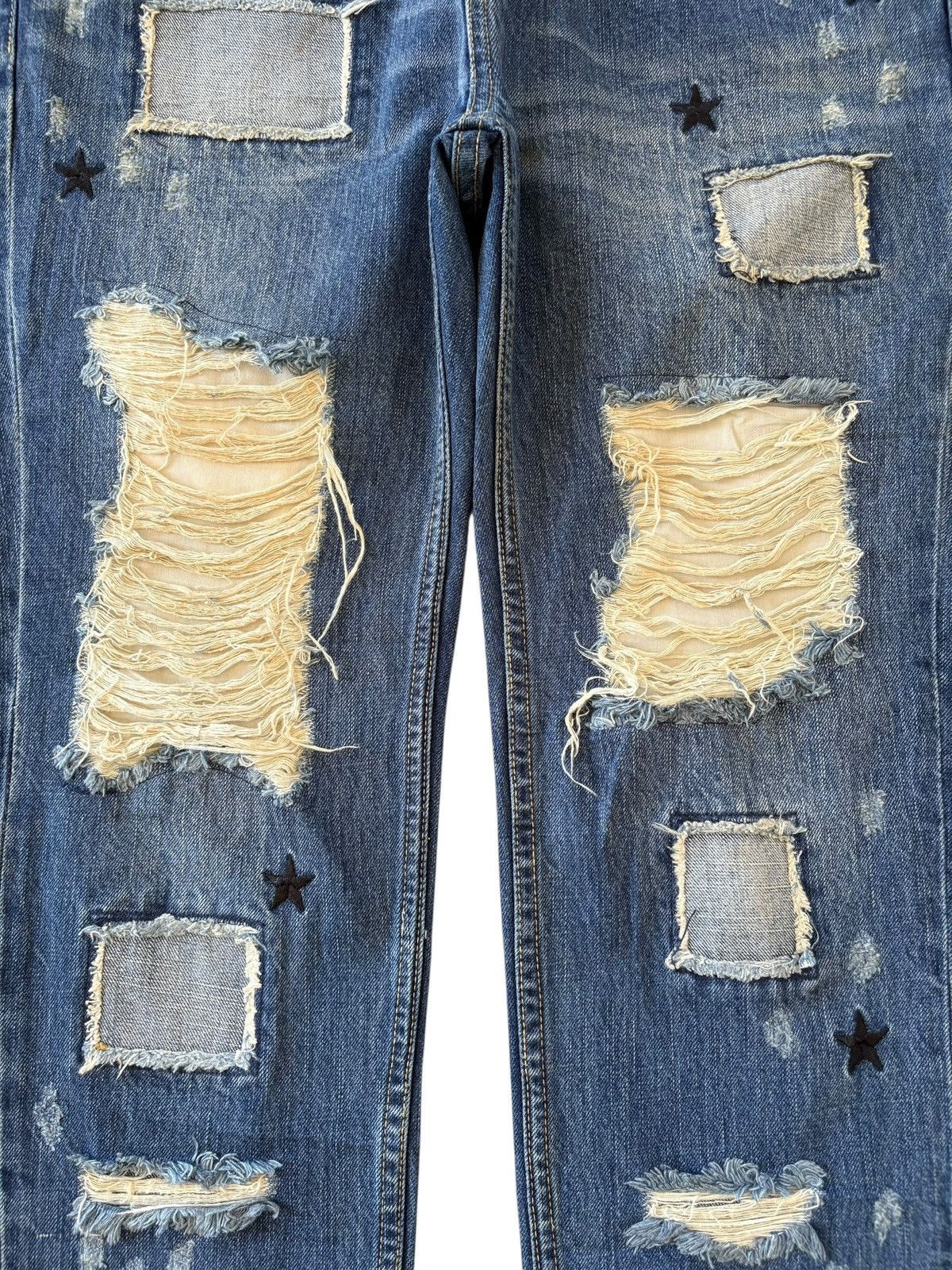 Dsquared2 Vintage Japanese Brand Patchwork Distressed Jeans Size 31" - 3 Thumbnail