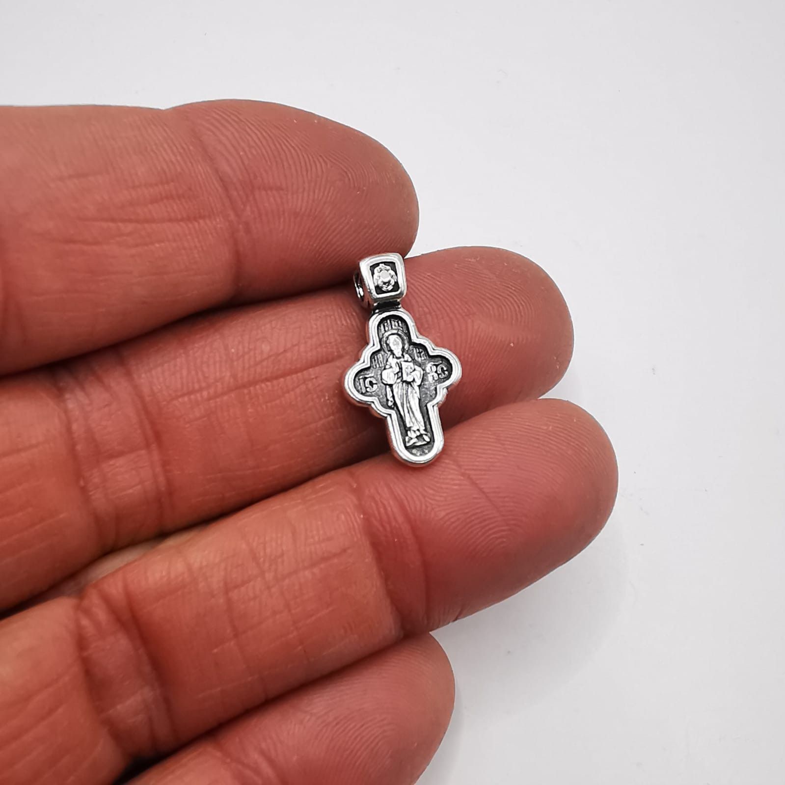Sterling Silver Vintage Pendant Cross "Jesus, Seven-arrow" 925 silver 1,95g Size ONE SIZE - 3 Thumbnail