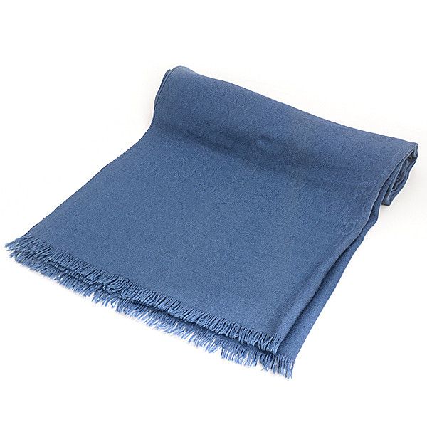 Gucci Gucci Gucci GG Embroidered Scarf Blue Others Scarf 72833 in Very Good Condition Size ONE SIZE - 1 Thumbnail