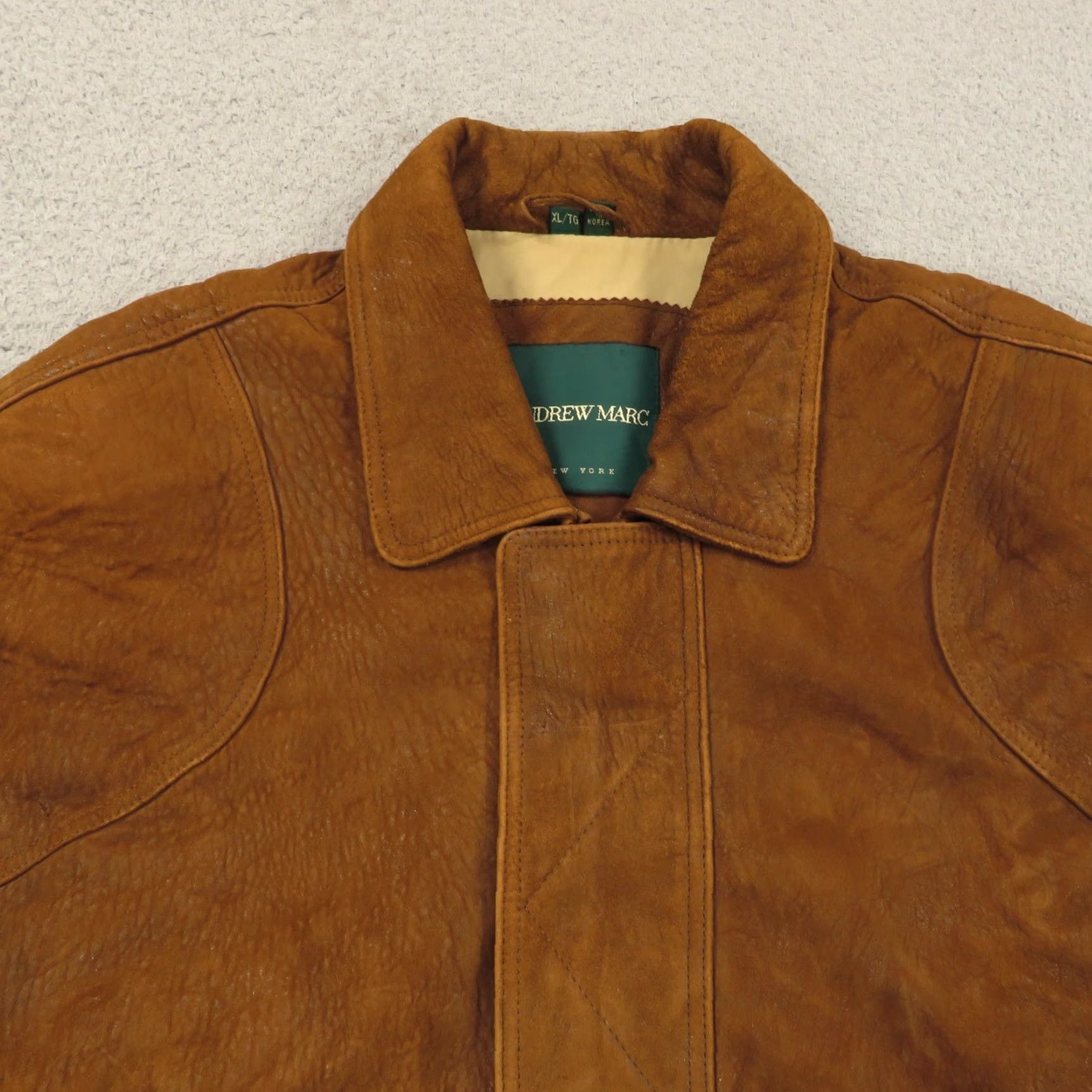 Andrew Marc VTG Andrew Marc Jacket Men XL Brown Aviator Leather Bomber Heavy Lined Moto Bike Size US XL / EU 56 / 4 - 6 Thumbnail