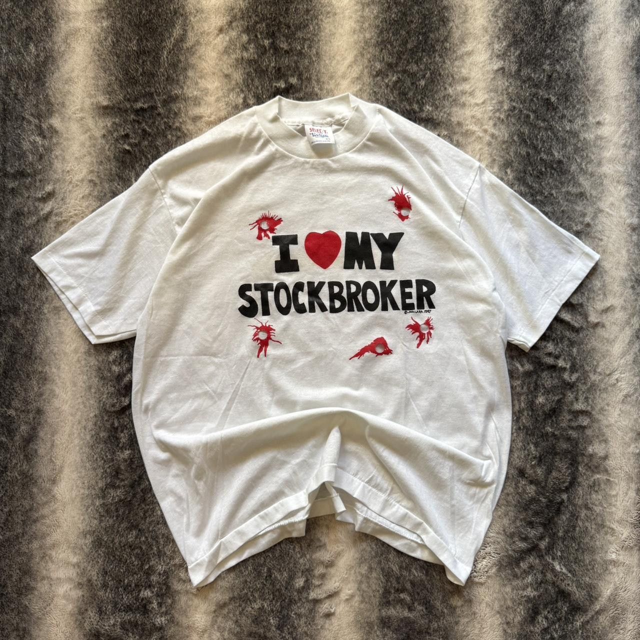 Vintage RARE Vintage 80s 1987 John Lara “I ❤️ My Stockbroker” Tee Size US XL / EU 56 / 4 - 1 Thumbnail