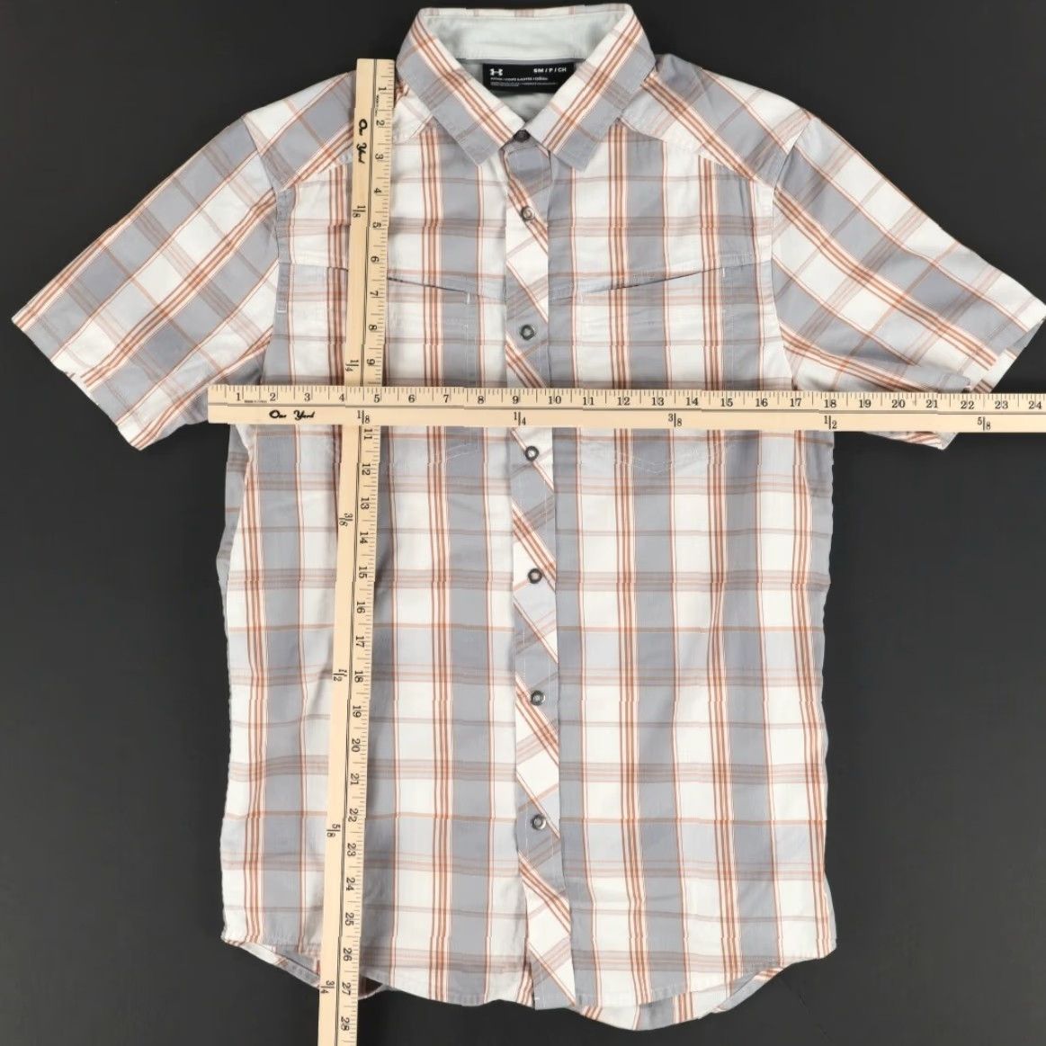Under Armour Under Armour Shirt Plaid White Mens S Snap Up Performance Cotton Blend Regular Fit Short Sleeve Shirt Size US S / EU 44-46 / 1 - 3 Thumbnail