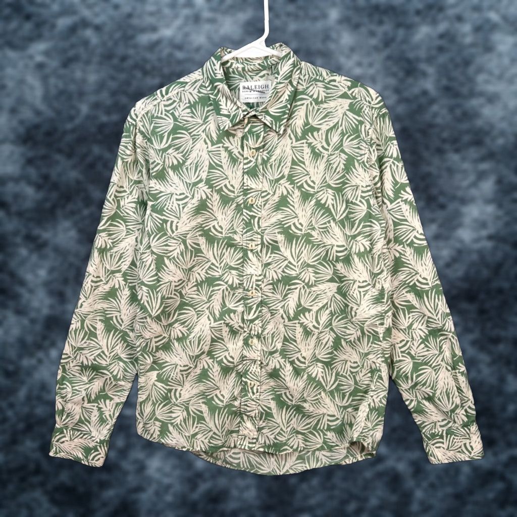 Raleigh Denim Raleigh Denim Workshop Mens Size Small Green Palm Leaf Print Button-Up Shirt Size US S / EU 44-46 / 1 - 1 Thumbnail