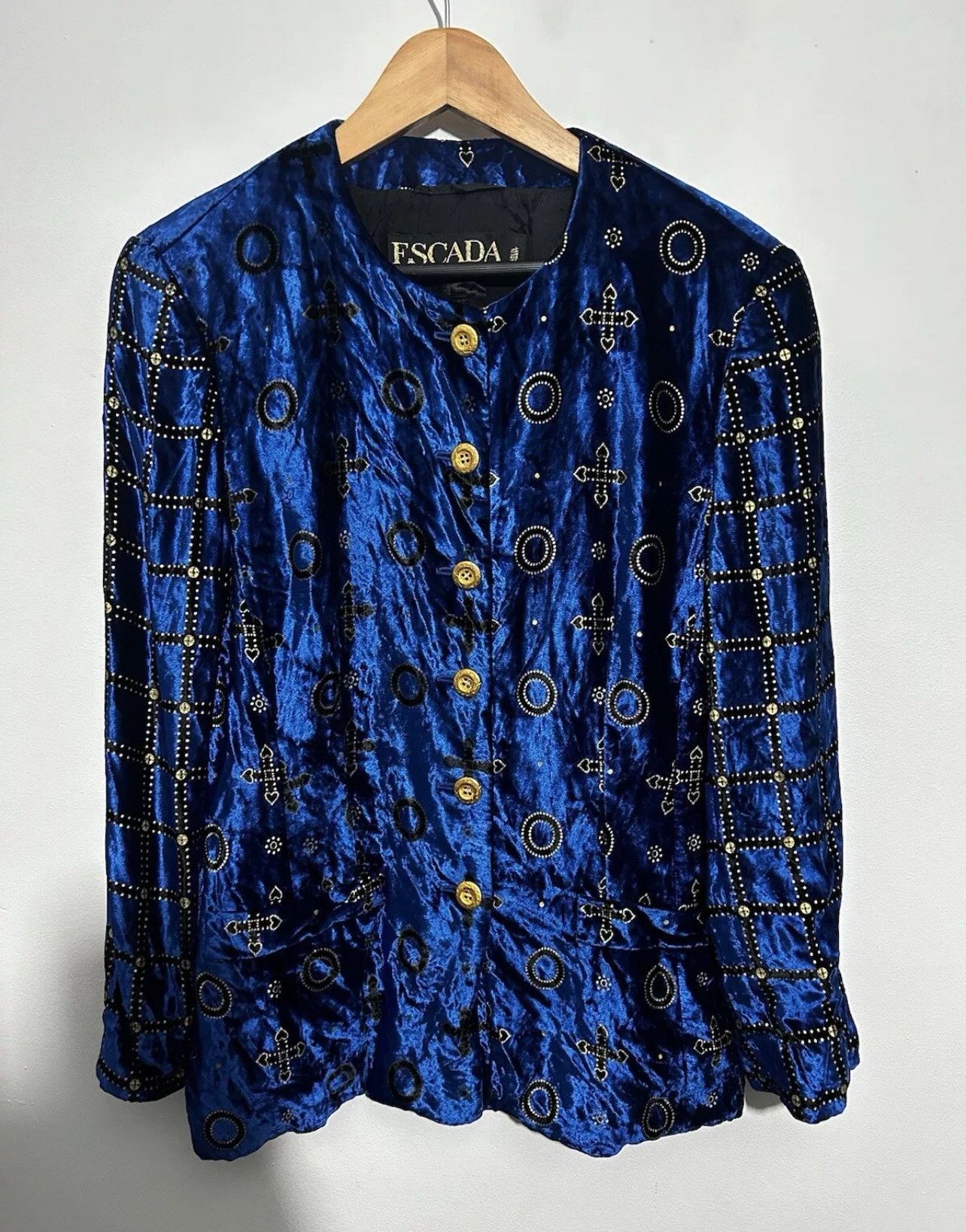 Escada Escada Margaretha Ley Cross Jacket, Blue And Gold. Size 38 Size XS / US 0-2 / IT 36-38 - 1 Thumbnail