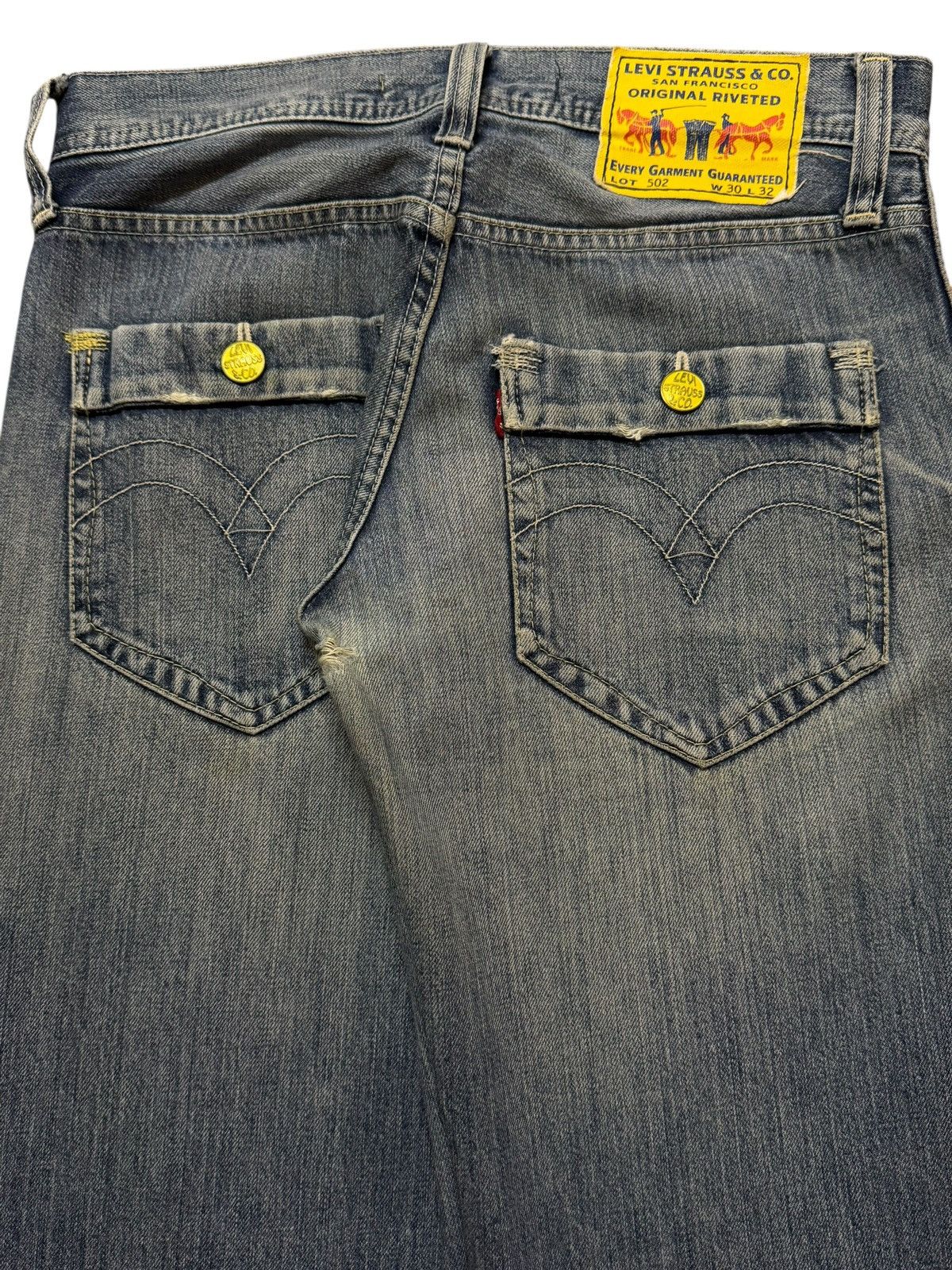 Levi's Vintage Y2K Levis 502 Blue Faded Wash Yellow Tab Regular Fit Size US 31 - 5 Thumbnail