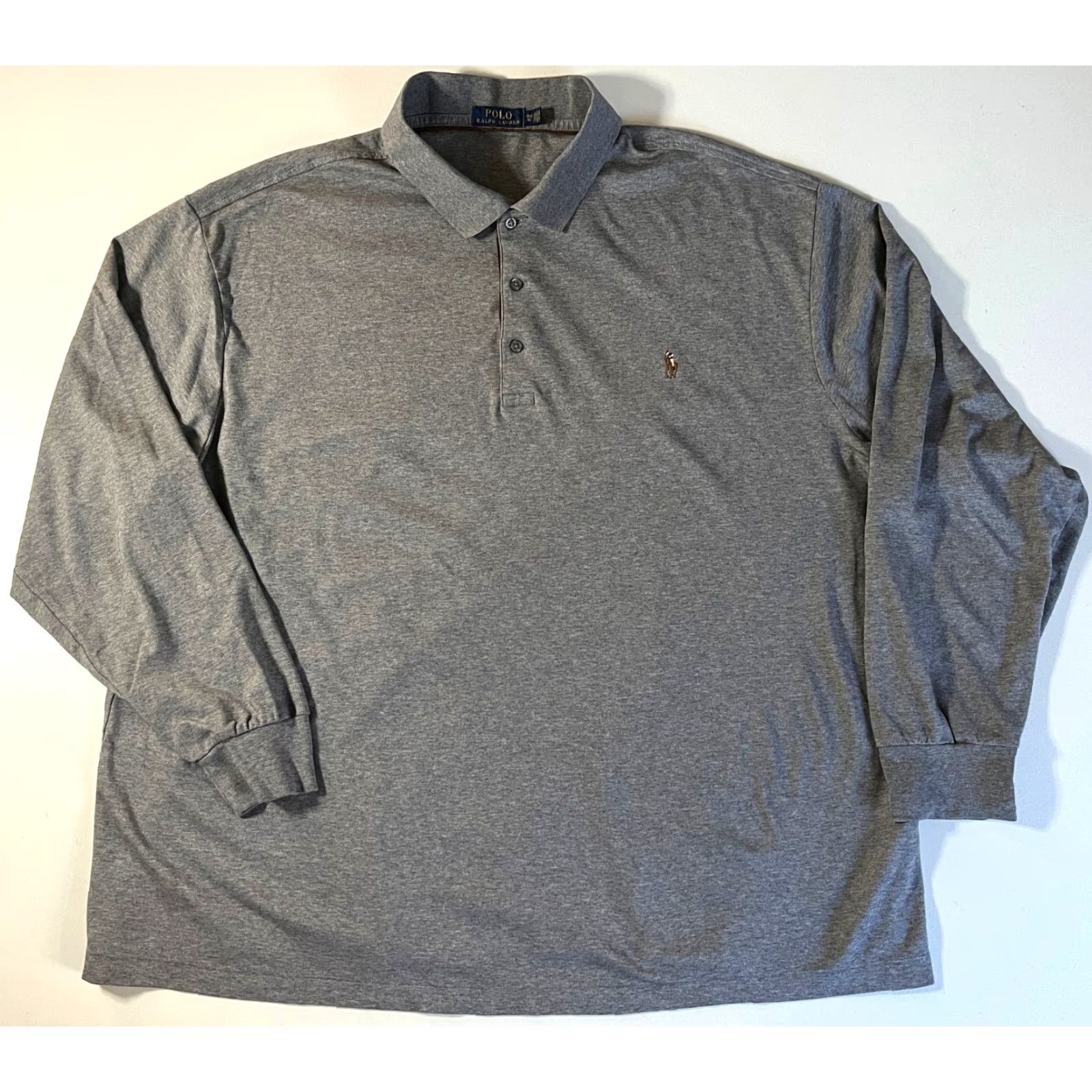 Polo Ralph Lauren Polo Ralph Lauren Shirt Men's Long Sleeve Polo Gray 3XB Big & Tall Classic Embroidered Logo, Button-Front, Cotton, Pre-owned Size US XXL / EU 58 / 5 - 4 Thumbnail