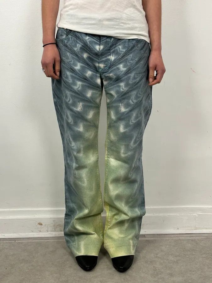 Roberto Cavalli SS2001 Roberto Cavalli Blue Denim Glitter Gradient Jeans Size 26" / US 2 / IT 38 - 2 Thumbnail