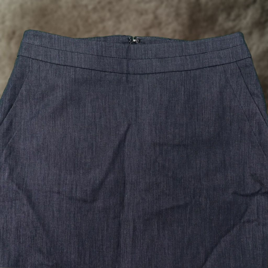 Loft LOFT Skirt Womens 2P Gray Knee Length Straight Pencil Zip Back Lined Pockets Denim Stretch 95% Cotton 5% Spandex Menus Fall Business Women Size 26" / US 2 / IT 38 - 1 Thumbnail