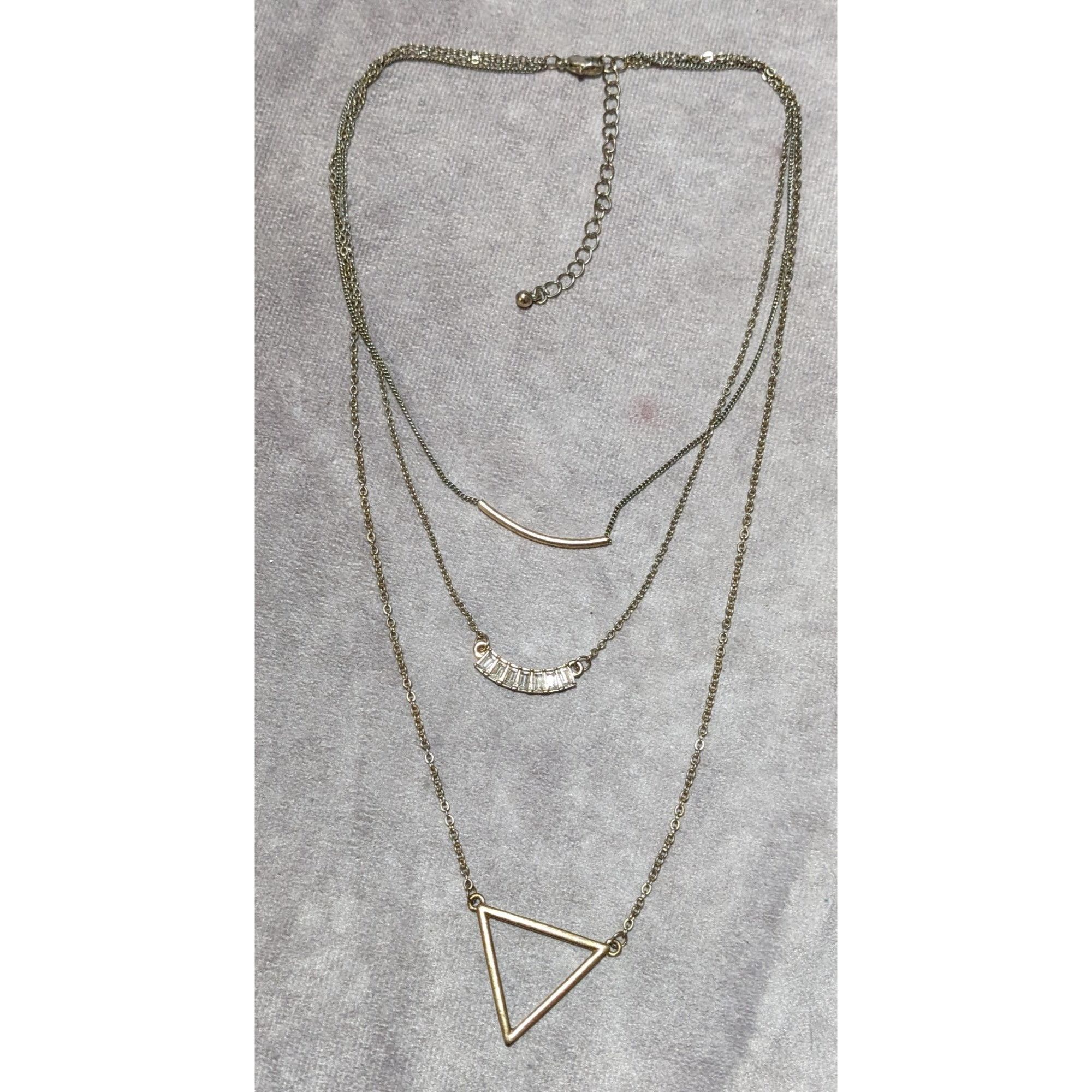 Other Y2K Multilayer Gold Geometric Gemmed Necklace Size ONE SIZE - 8 Thumbnail