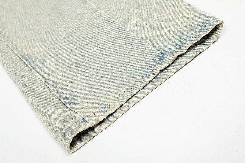 Vintage American retro washed lightning patchwork curved jeans Size US 32 / EU 48 - 6 Thumbnail