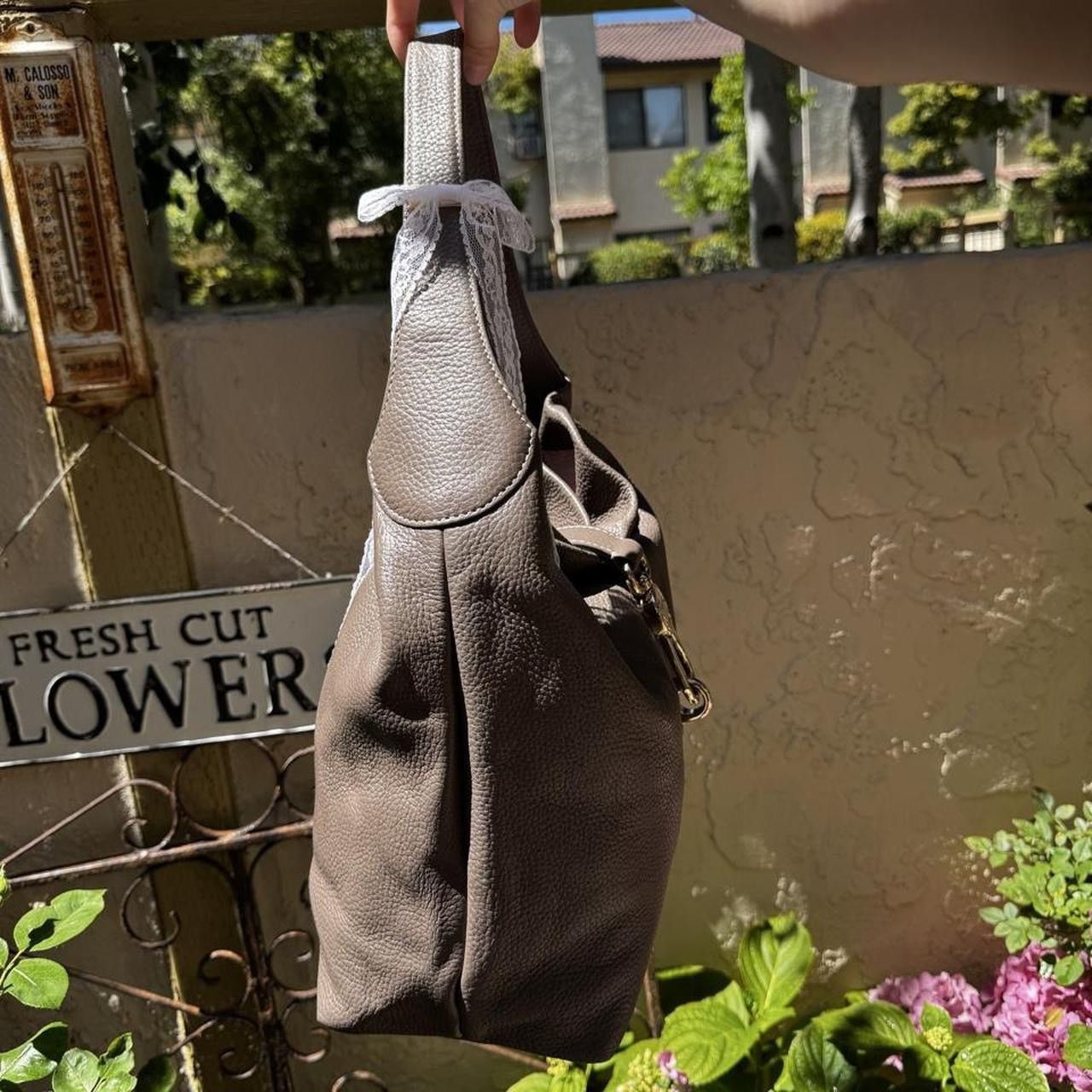 Dooney & Bourke Dooney & Bourke Grey Pebbled Leather Hobo Bag Size ONE SIZE - 4 Thumbnail