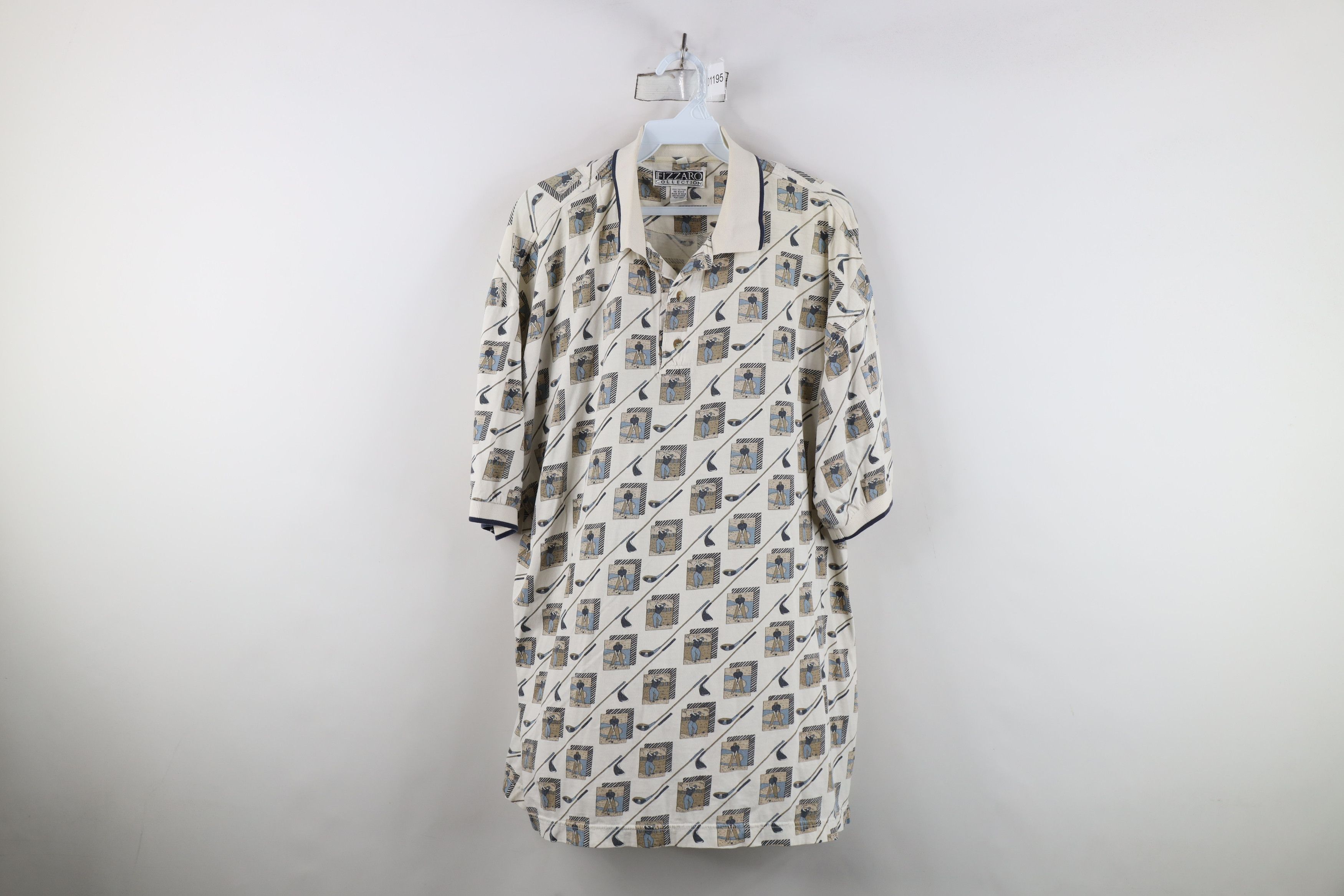 Vintage Vintage 90s Streetwear Print Collared Polo Shirt Cotton Size US XXL / EU 58 / 5 - 1 Thumbnail