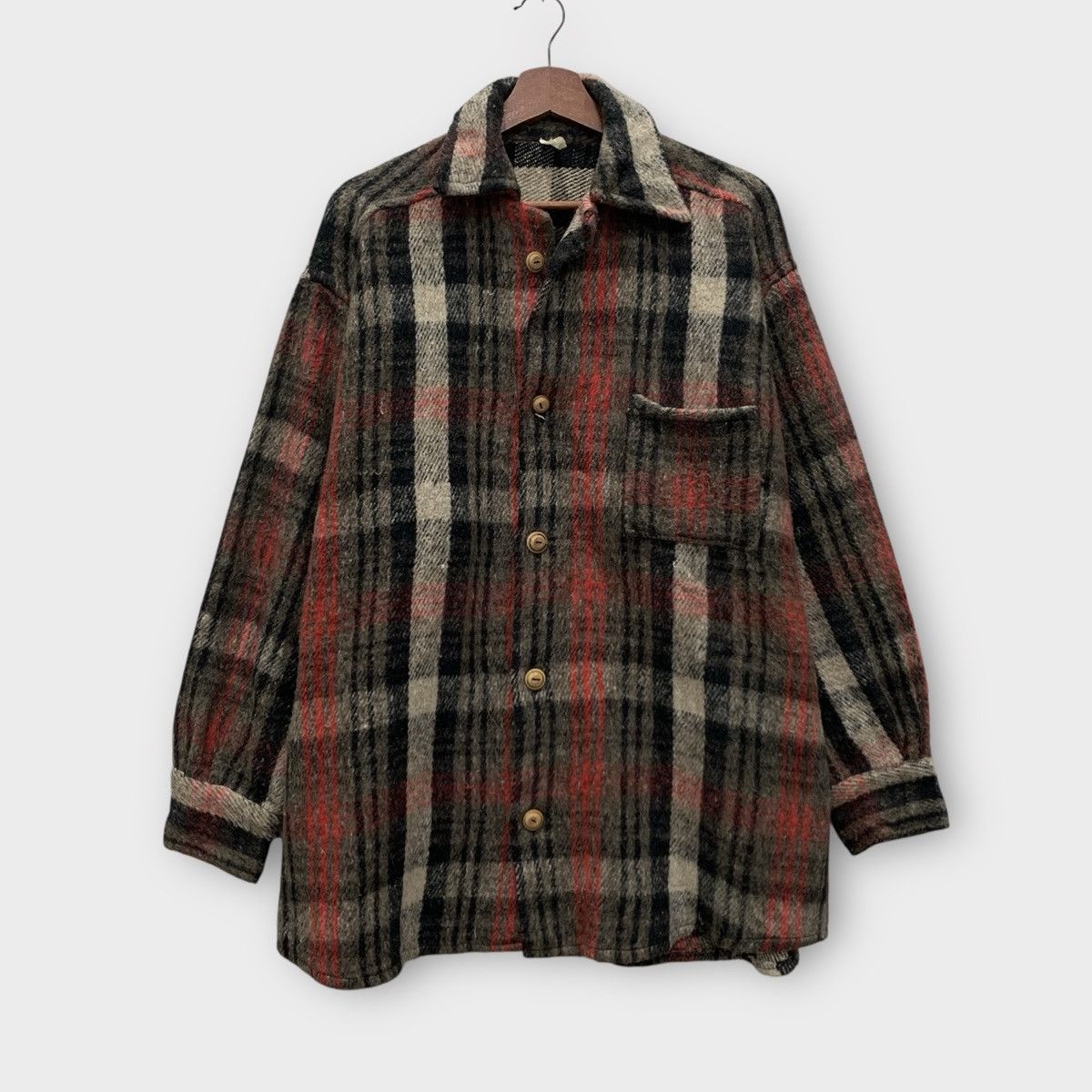 Vintage VINTAGE 90s PLAID BLANKET CHECKERED WOOL FLANNEL BUTTON UP Size US L / EU 52-54 / 3 - 1 Thumbnail