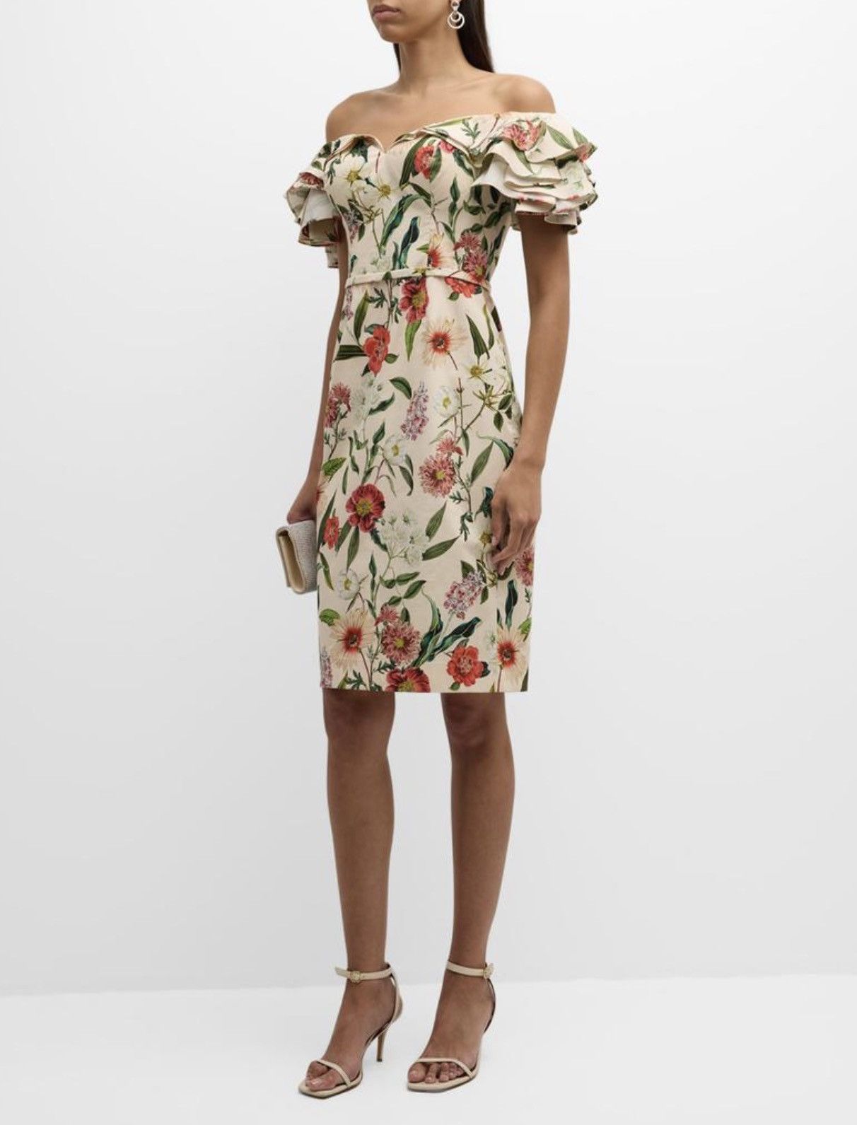 Other Teri Jon Floral Off-the-Shoulder Sheath Dress size 4 Size S / US 4 / IT 40 - 2 Thumbnail