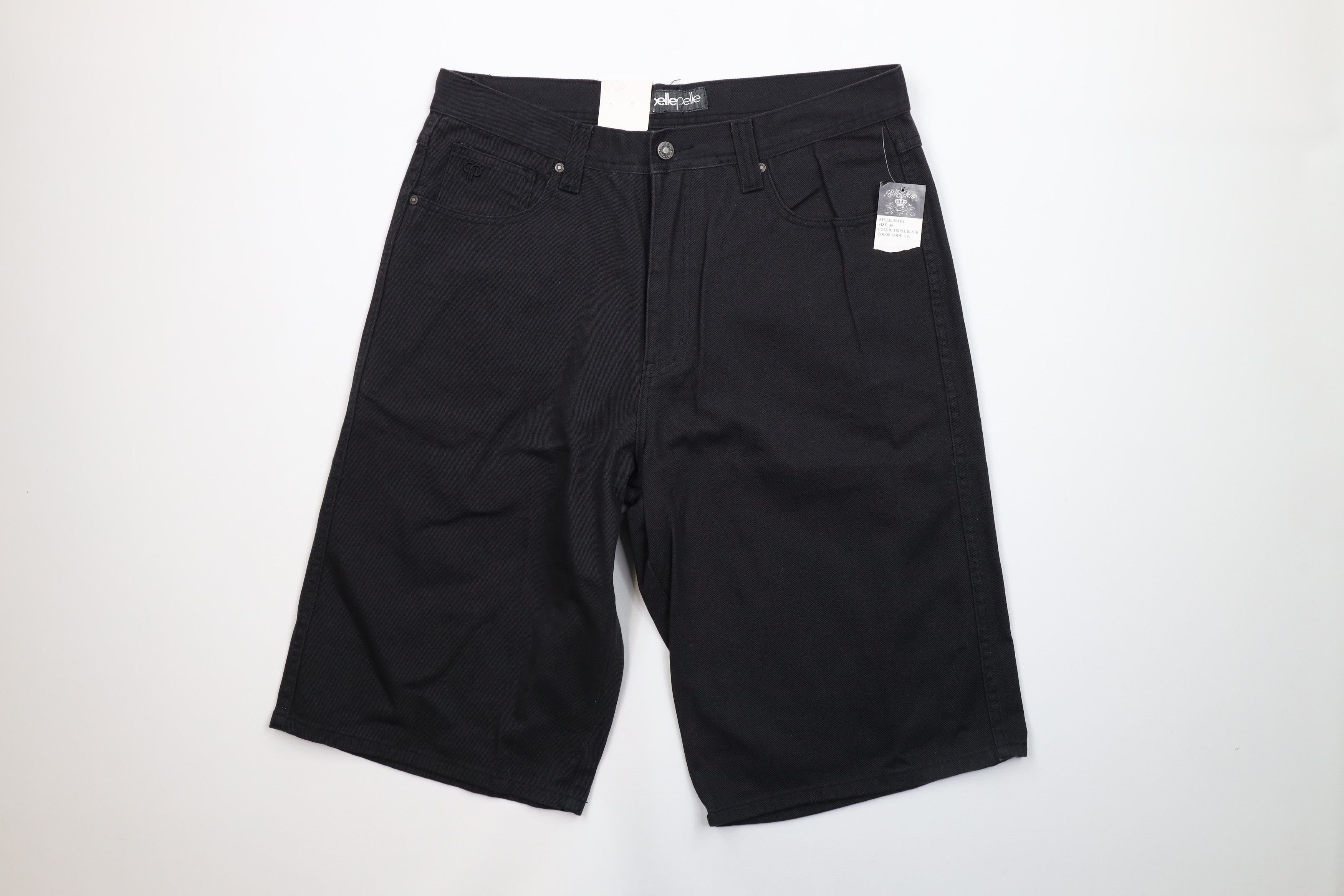 Deadstock Vintage 90s Pelle Pelle Fit Denim Shorts Black