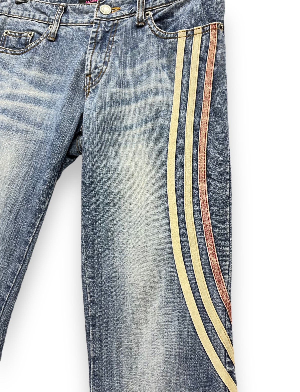 Japanese Brand 💥ALGONQUINS Distressed 3 Stripes Ultra Flare Low Rise Jeans Size 28" / US 6 / IT 42 - 9 Thumbnail