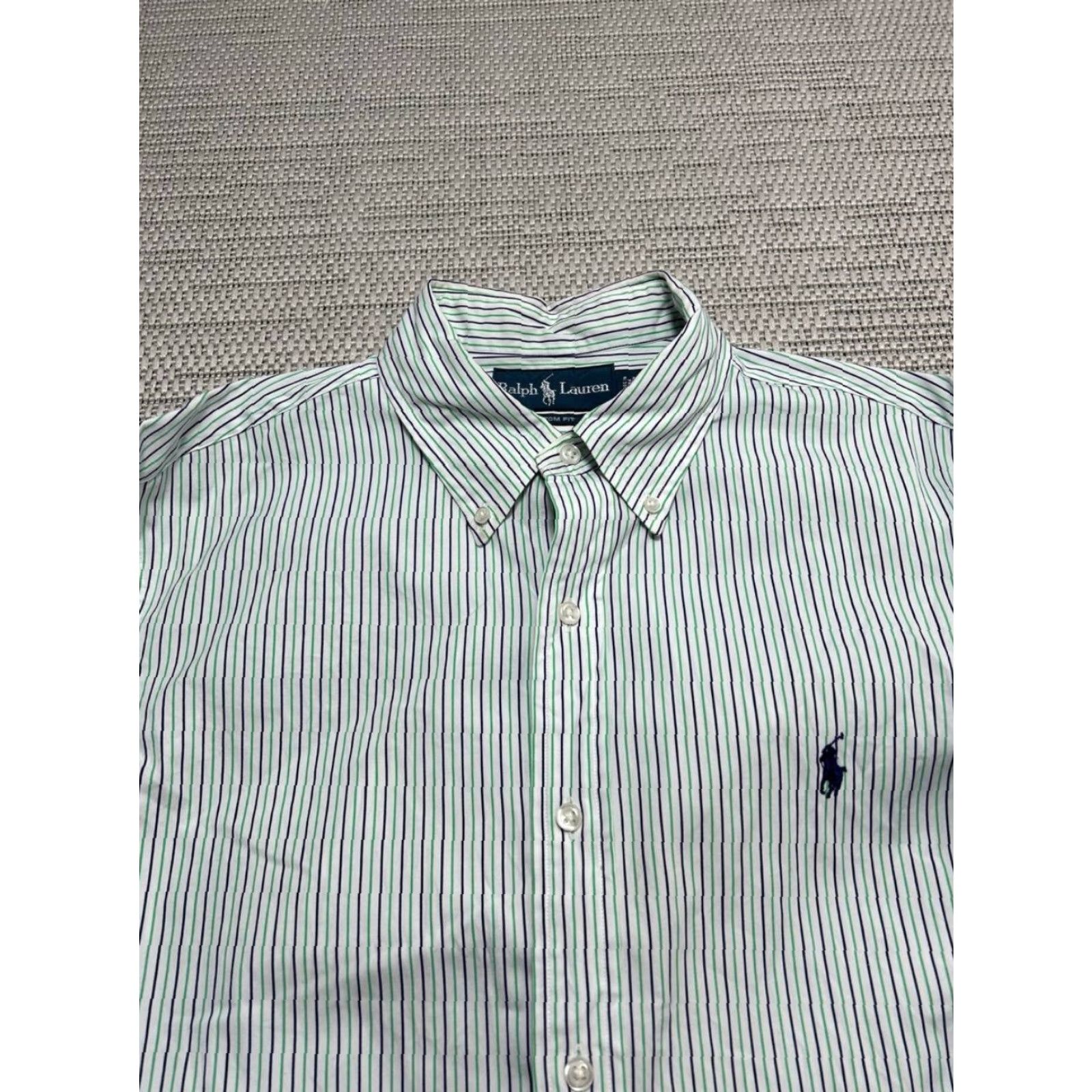 Ralph Lauren Ralph Lauren Dress Shirt Mens 16 White Cotton Striped Custom Fit Button-Down Size 42R - 3 Thumbnail