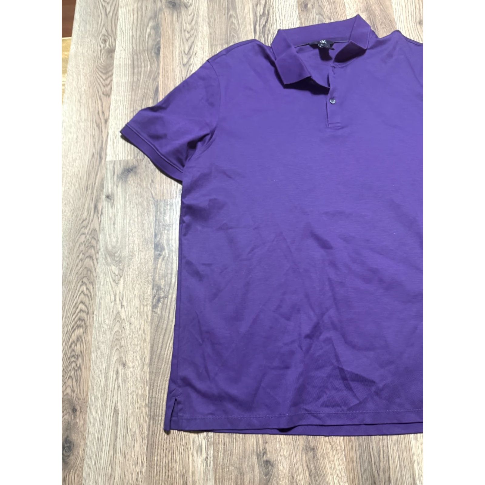 Calvin Klein Calvin Klein Shirt, Polo Short Sleeve Shirt, Men's XL, Purple, Button, Cotton, Casual, Golf, 3/4 Button, Regular, Knit? Size US XL / EU 56 / 4 - 3 Thumbnail