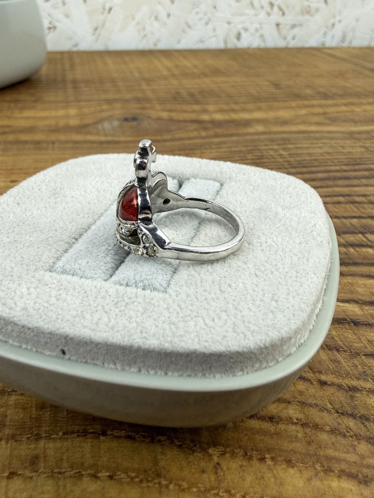 Vivienne Westwood Vintage Vivienne Westwood Diamante Heart Ring 925 Silver XS Size ONE SIZE - 3 Thumbnail