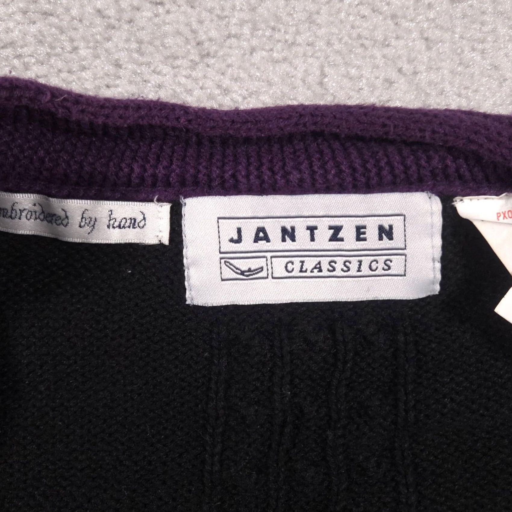 Jantzen VINTAGE Jantzen Cardigan Sweater Womens Large Black Purple Embroidered 90s Size L / US 10 / IT 46 - 6 Thumbnail