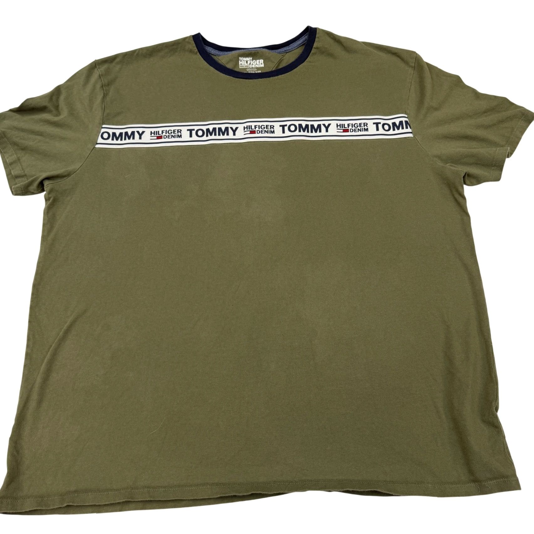 Tommy Hilfiger Tommy Hilfiger Denim Shirt Mens 2XL Green Ringer Chest Logo Stripe Graphic Tee Shirt Size US XXL / EU 58 / 5 - 2 Thumbnail