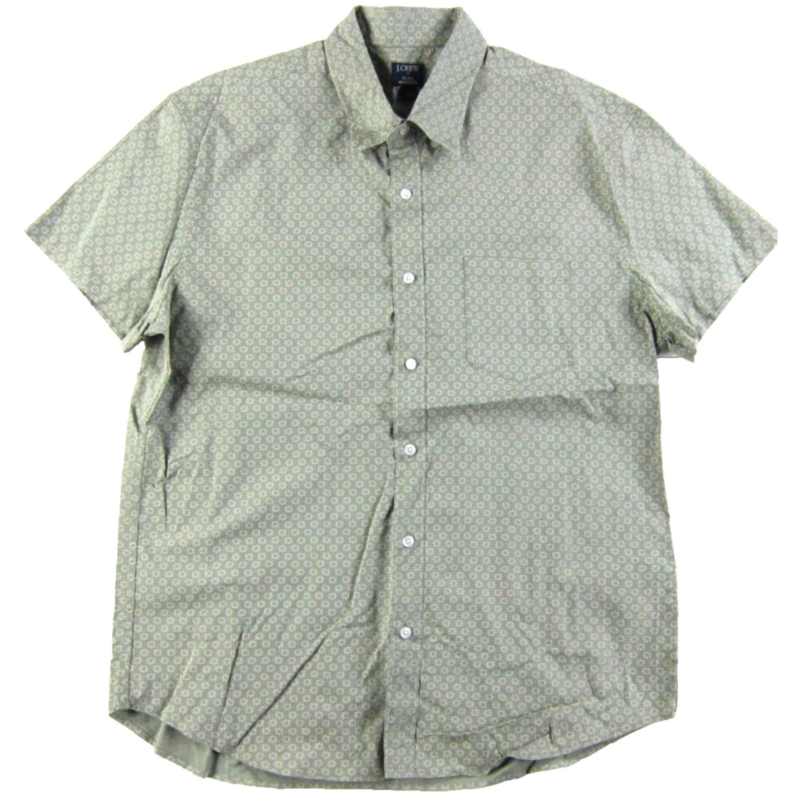 J.Crew J.Crew Flex Washed Cotton Green Floral Short Sleeve Button Down Shirt Men L Size US L / EU 52-54 / 3 - 2 Thumbnail