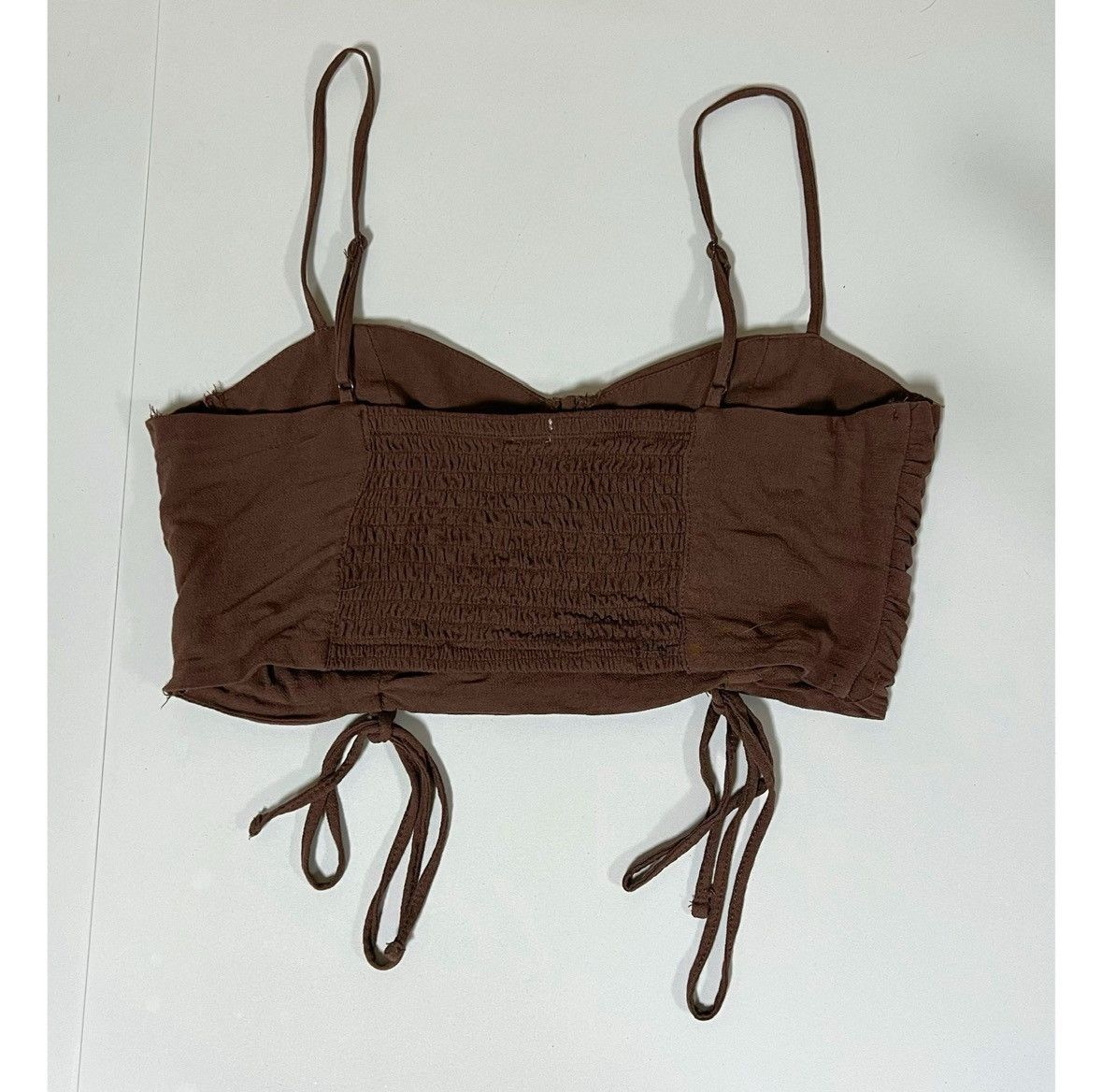 Garage Garage Brown Ruched Ties Tank Crop Top Shirt Blouse XS 🤎✨ Size XS / US 0-2 / IT 36-38 - 6 Thumbnail