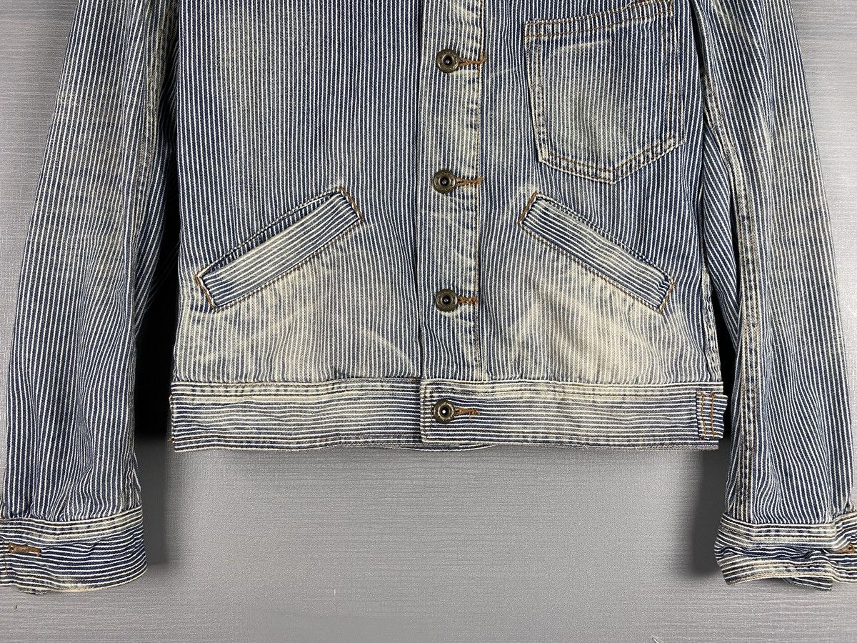 Issey Miyake Vintage Tete Homme Blue and White Striped Denim Jacket Size US M / EU 48-50 / 2 - 6 Thumbnail