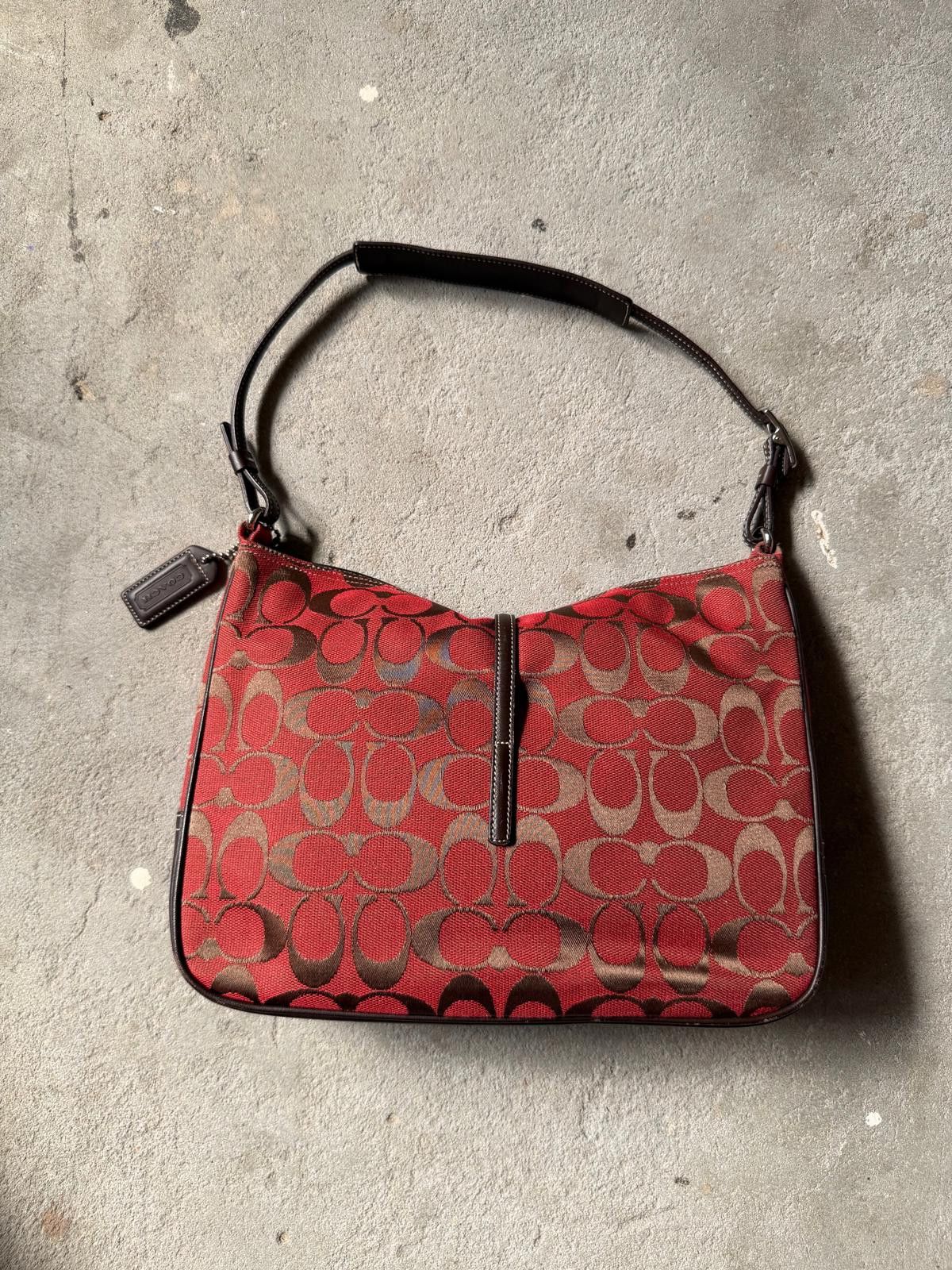 Coach Coach Hobo Signature Clip Canvas Handbag 'Red/Brown' Size ONE SIZE - 6 Thumbnail