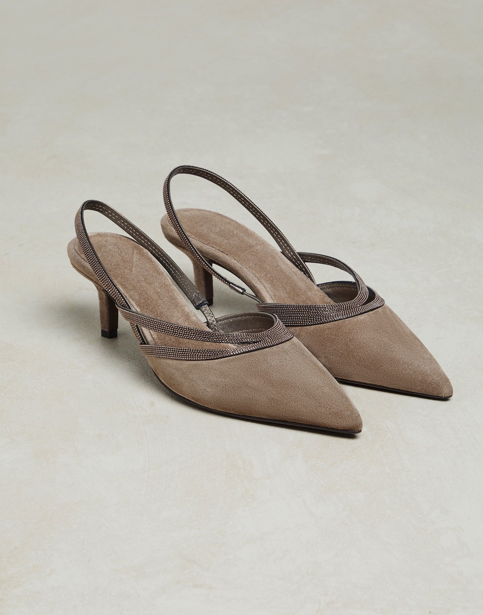 Brunello Cucinelli o1y0725 Leather Suede Pumps in Khaki Size US 6 / IT 36 - 2 Thumbnail