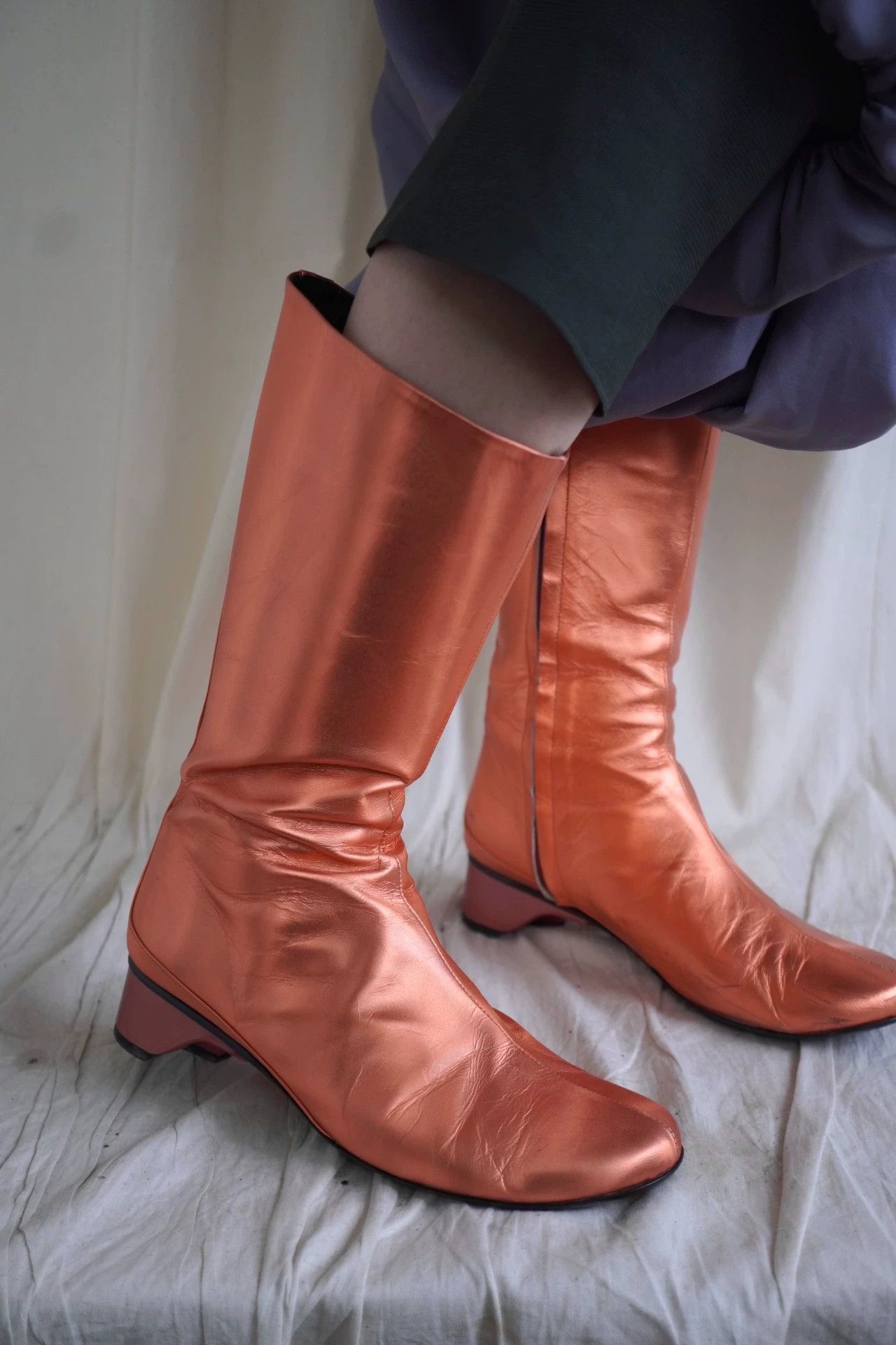 Issey Miyake Issey Miyake 90s Pearlescent Orange Lambskin Boots Size US 6.5 / IT 36.5 - 3 Thumbnail