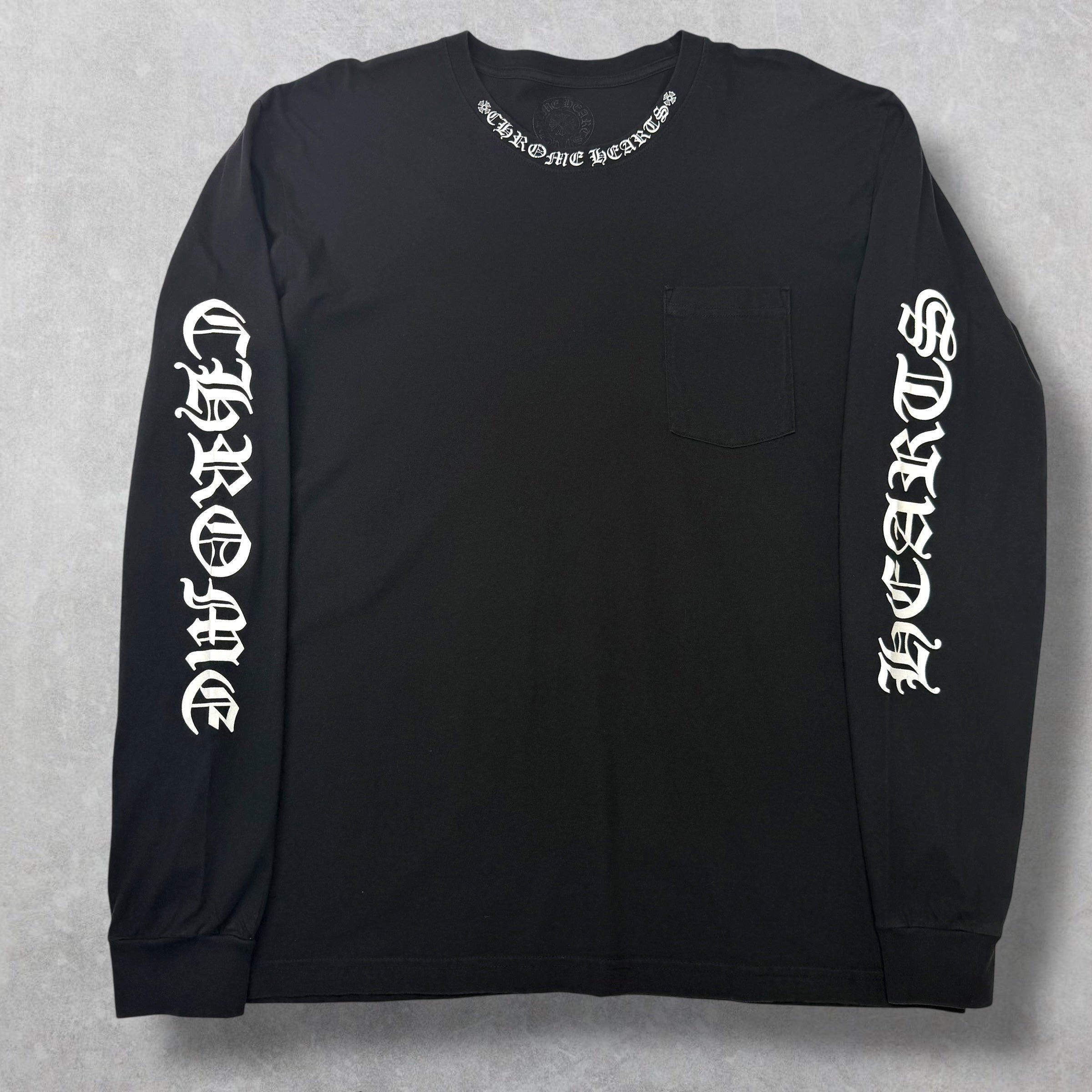 Chrome Hearts Chrome Hearts White Neck Logo Black L/S Tee XXL Size US XXL / EU 58 / 5 - 1 Thumbnail