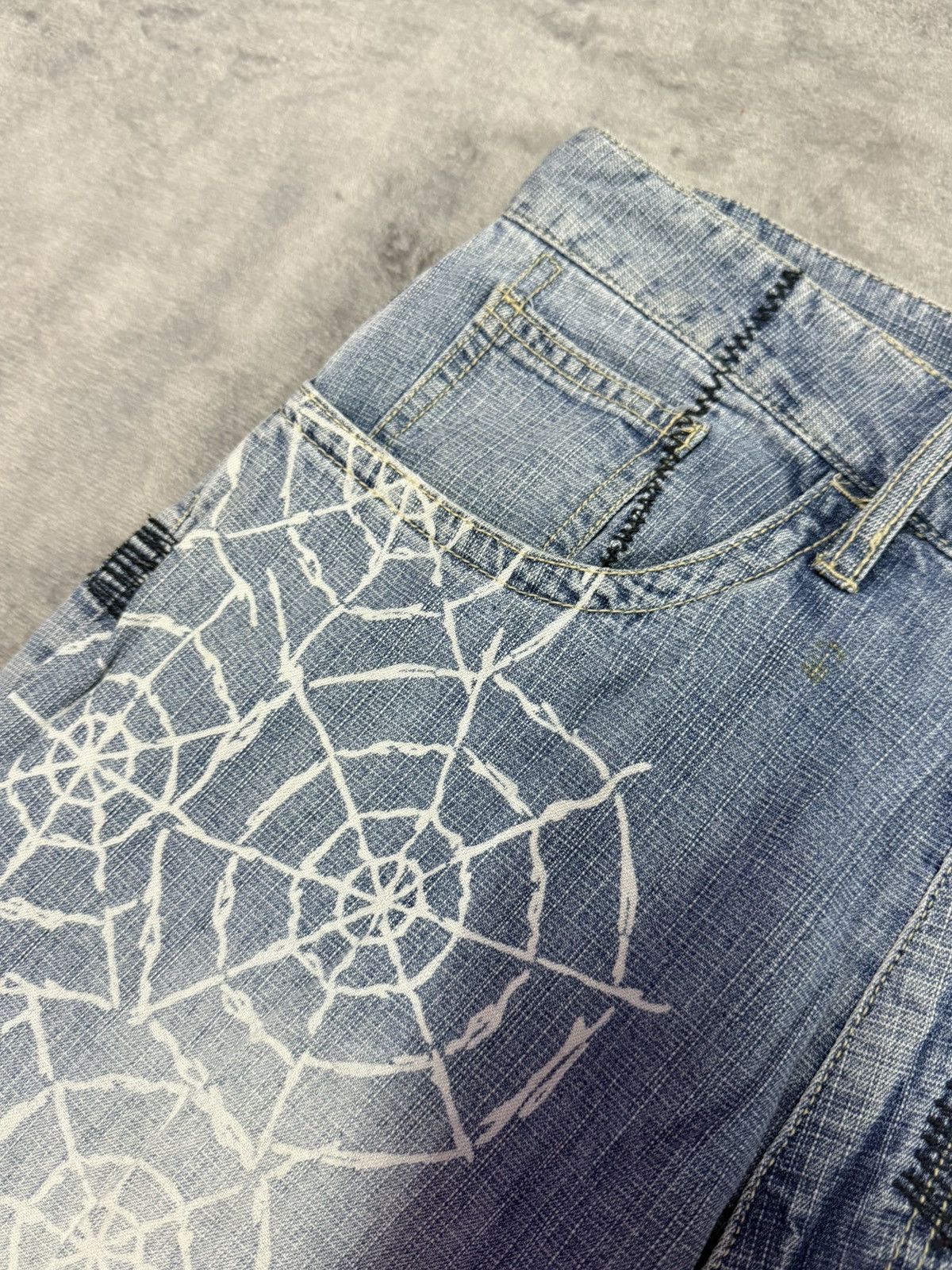 JNCO × Japanese Brand × Spyder Vintage Spider Web Poems Japanese baggy Cargo Denim Pants Size US 30 / EU 46 - 13 Thumbnail