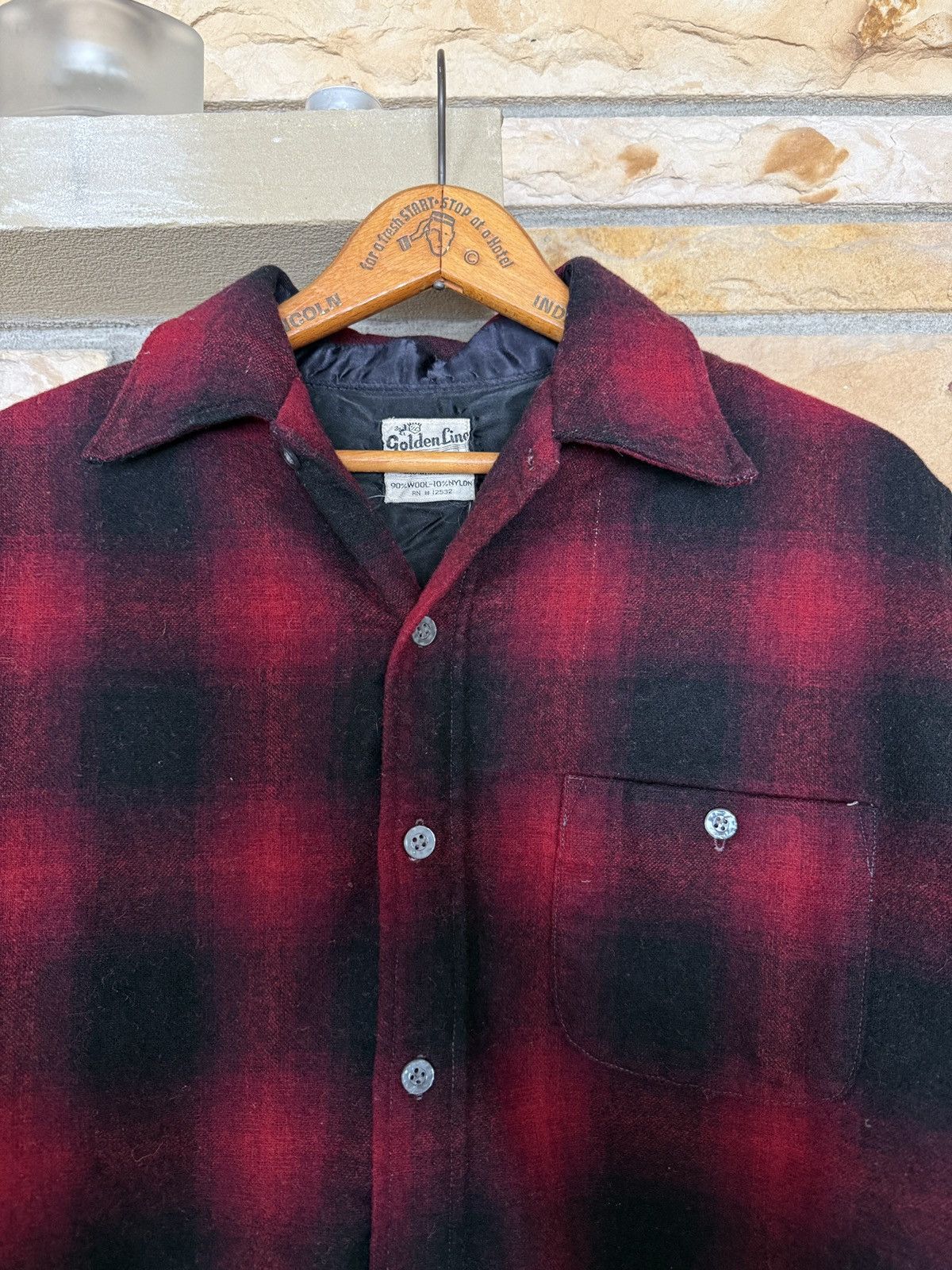 Vintage 60s Golden Line Single Needle Shadow Plaid Flannel